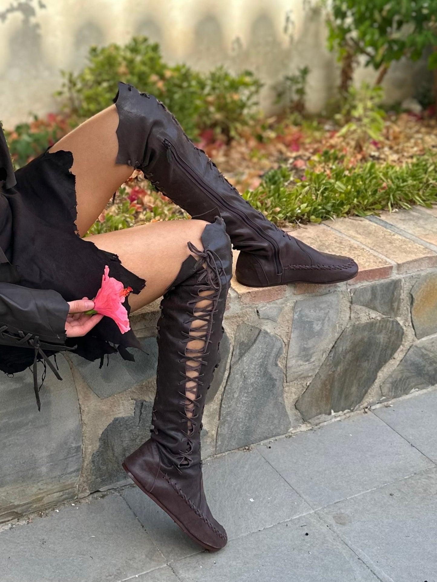 'Madagascar Chocolate' Leather Knee High Boots