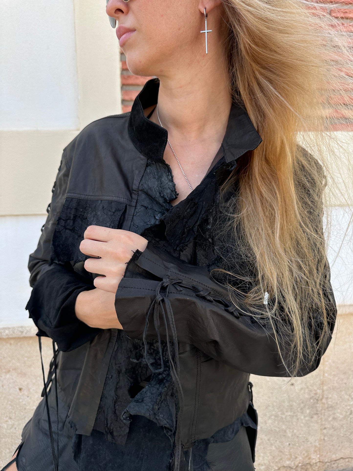 Black Leather Bolero Jacket