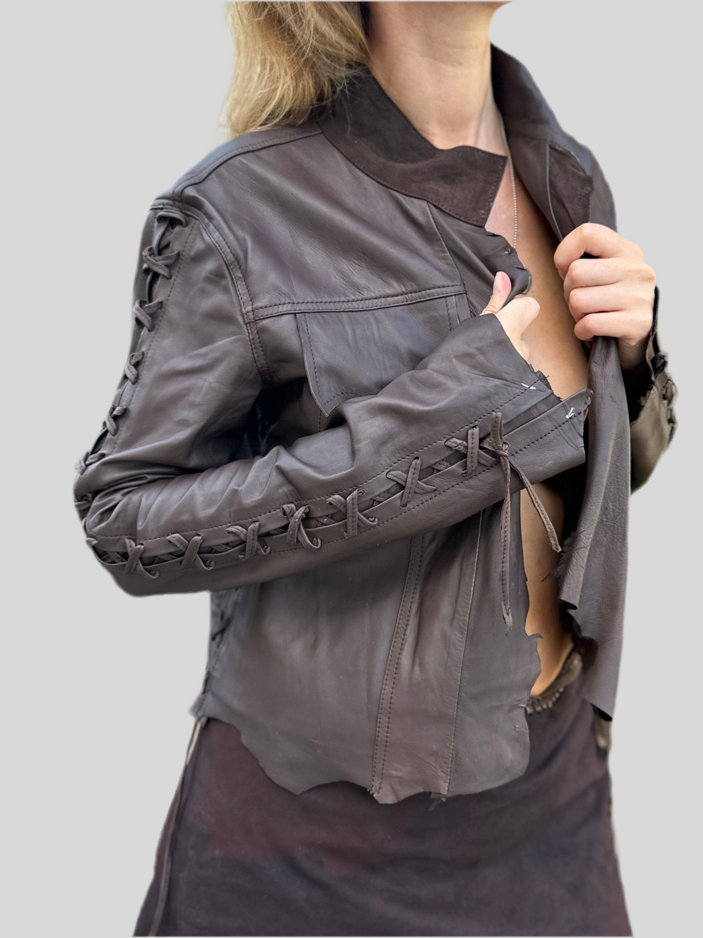 Brown Leather Bolero Jacket