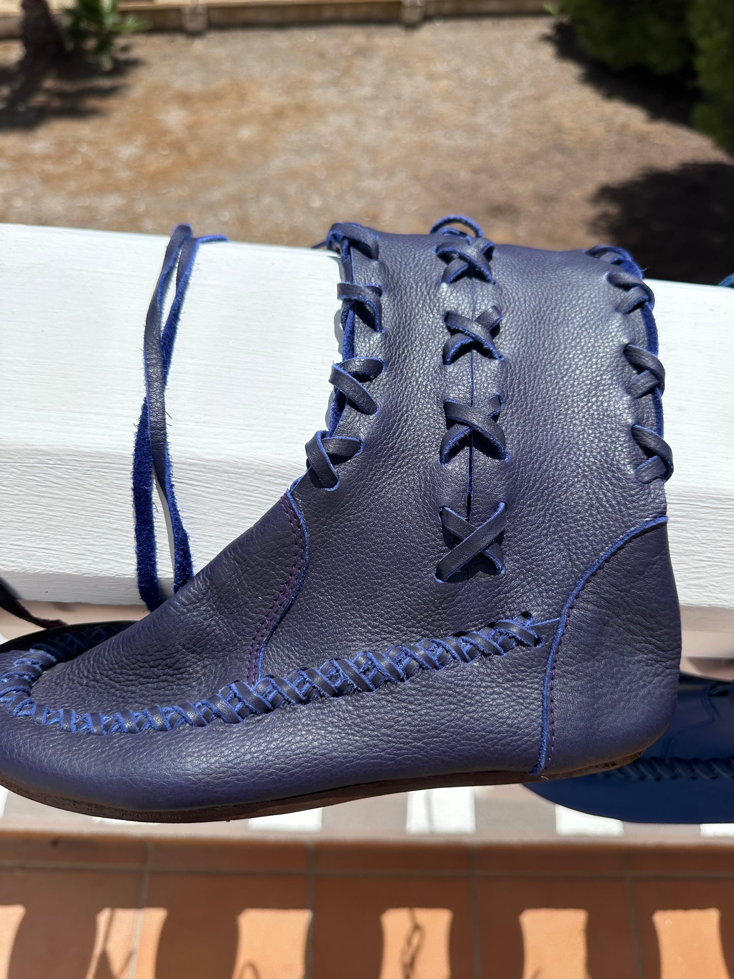 Blueberry Leather Knee High Boots