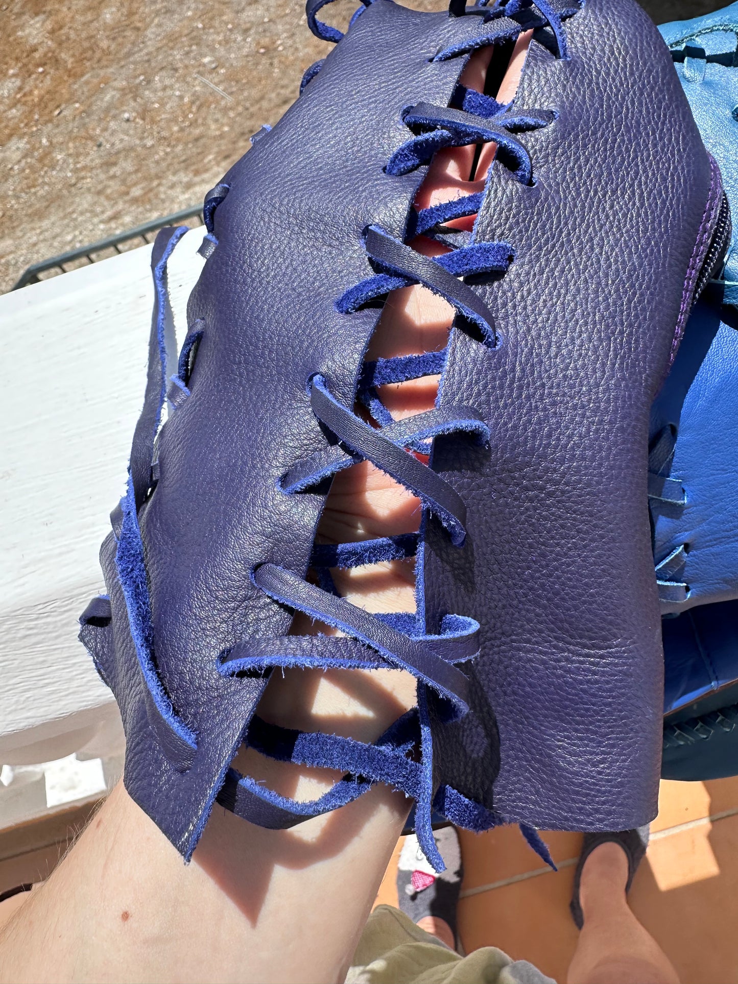 Blueberry Leather Knee High Boots