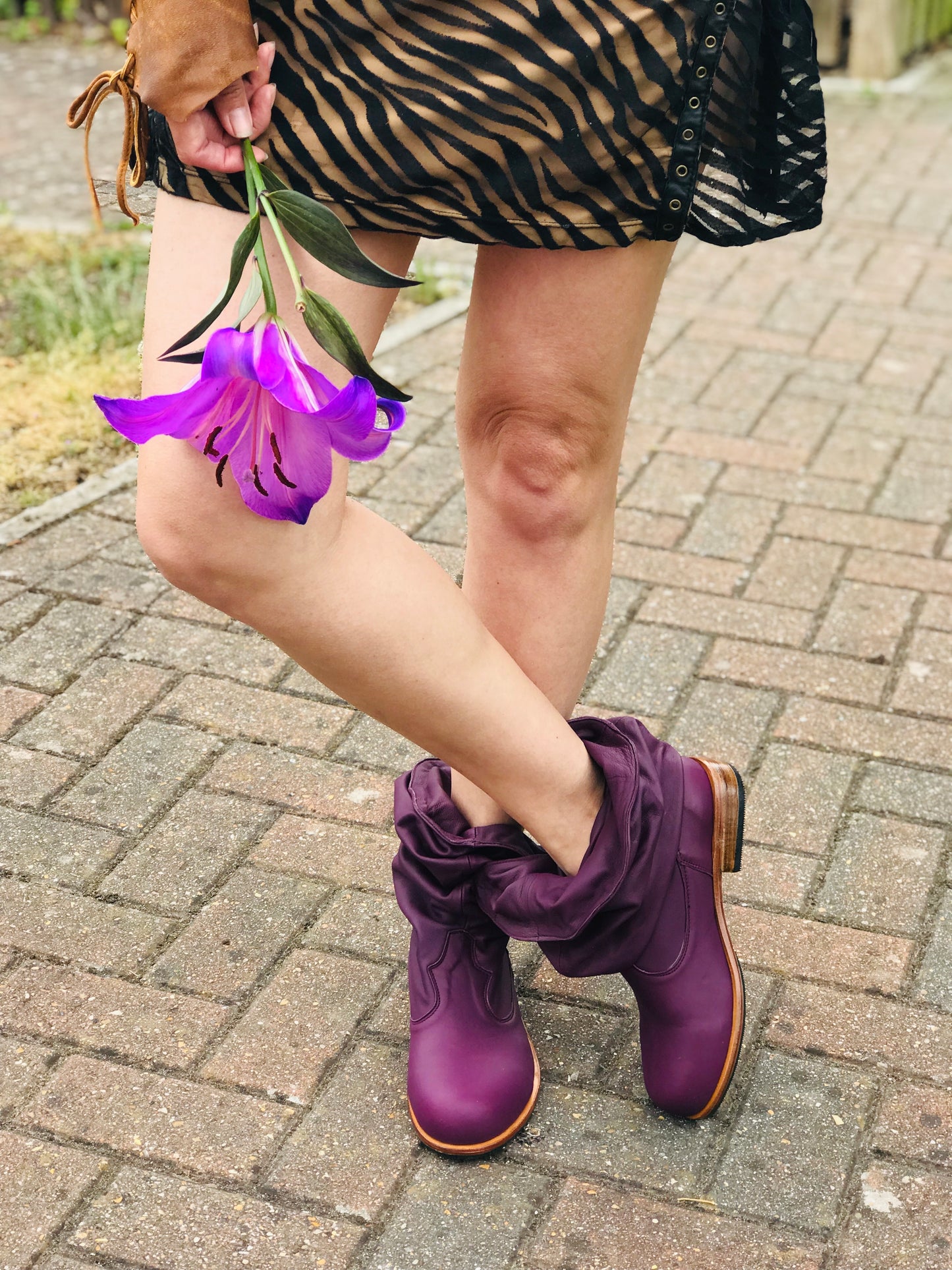 'Fairy Slippers' Ankle Boots in Plum