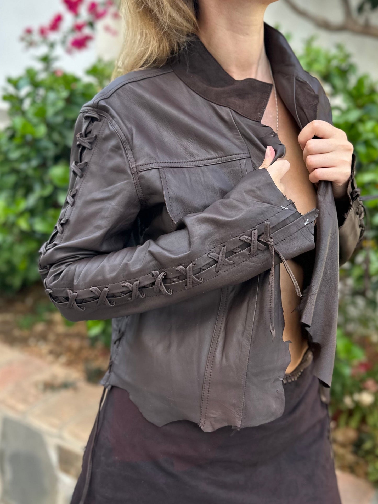 Brown Leather Bolero Jacket