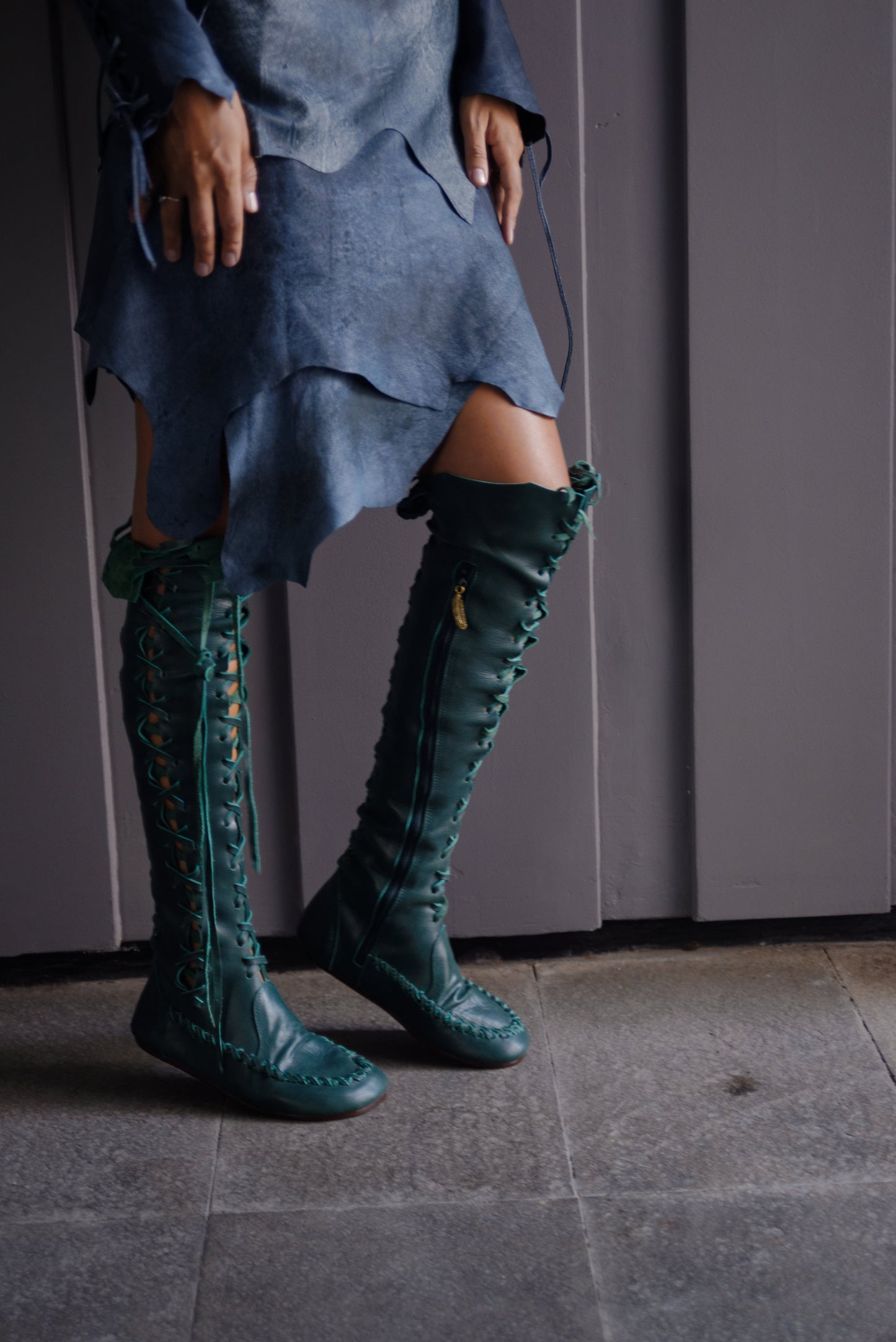 Clockwork Fairy Dark Forest Knee High Boots
