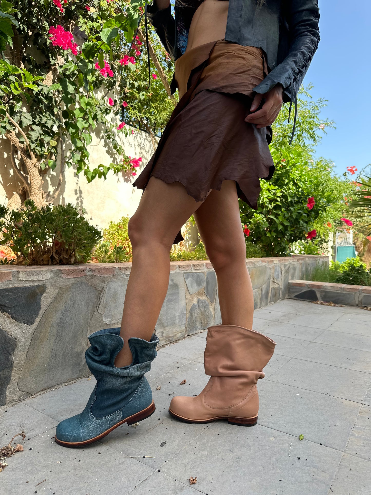 'Fairy Slippers' Ankle Boots in Denim Leather
