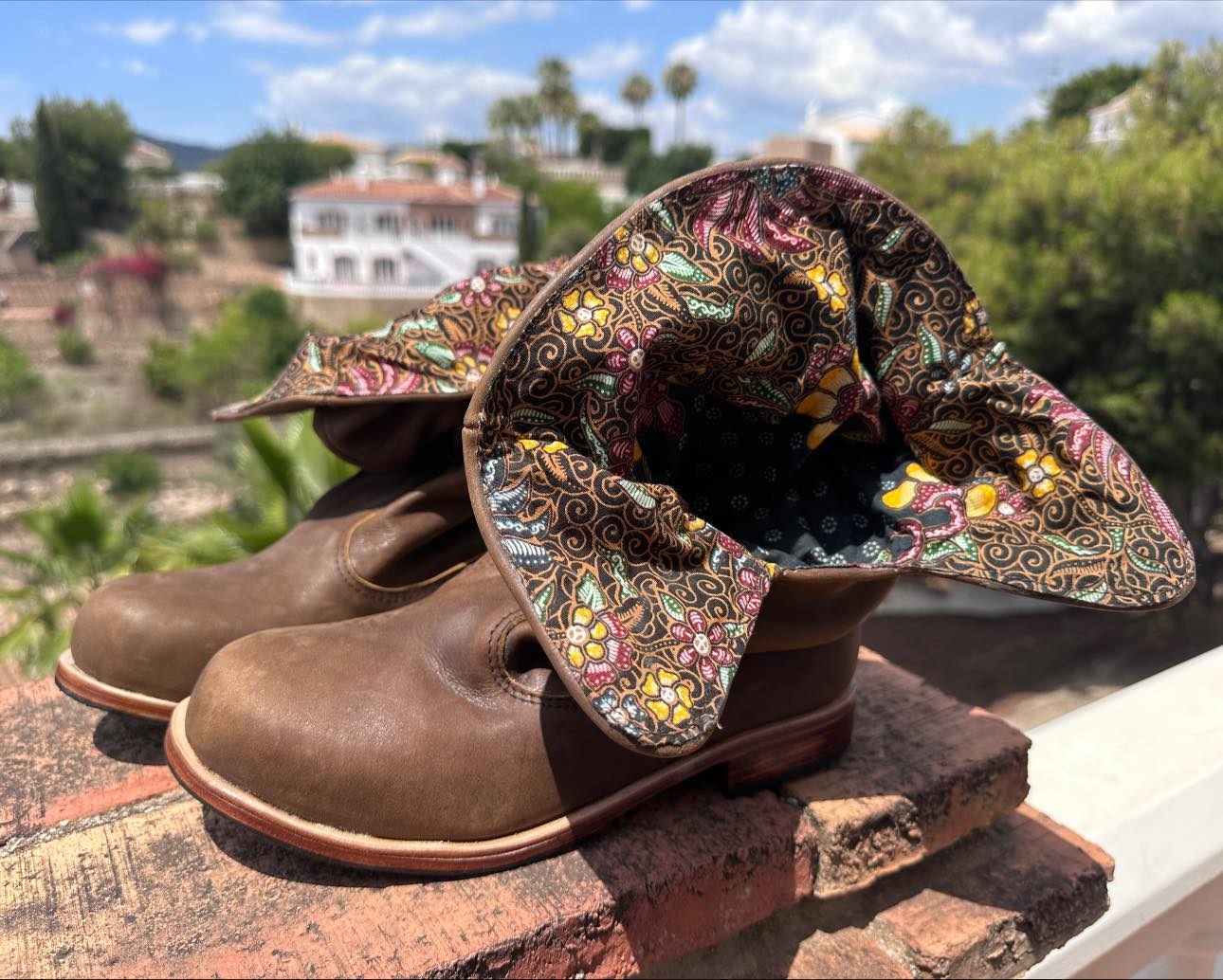 'Fairy Slippers' Ankle Boots in Brown Batik