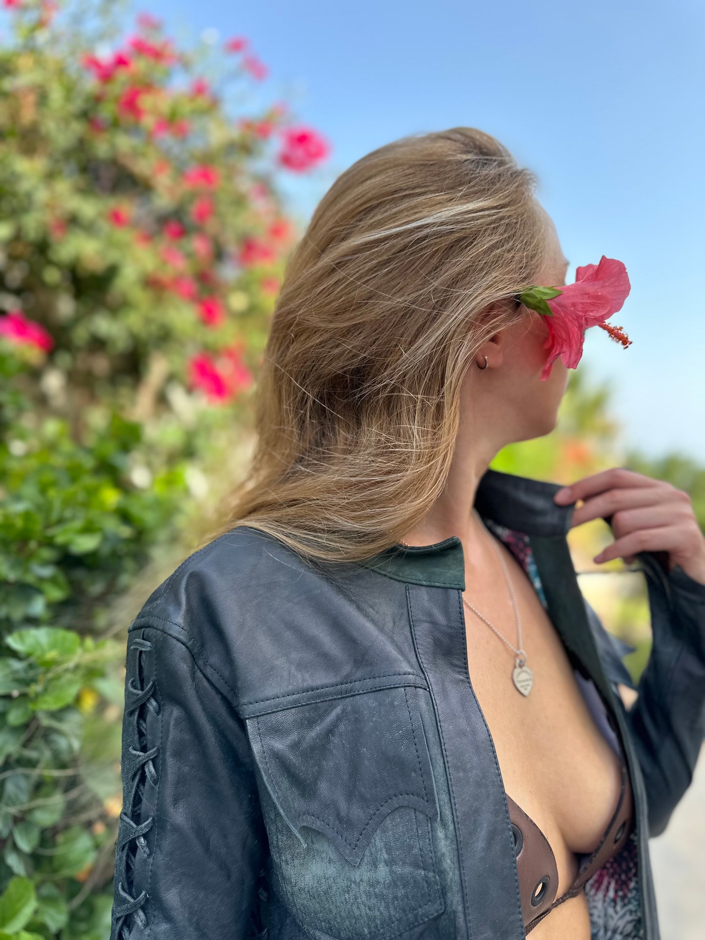 'Denim' Leather Bolero Jacket