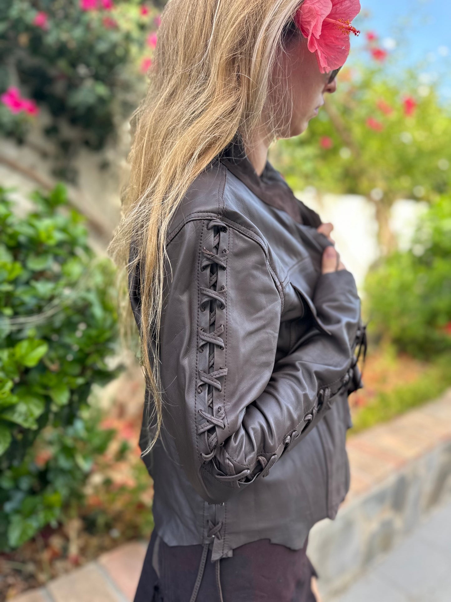 Brown Leather Bolero Jacket