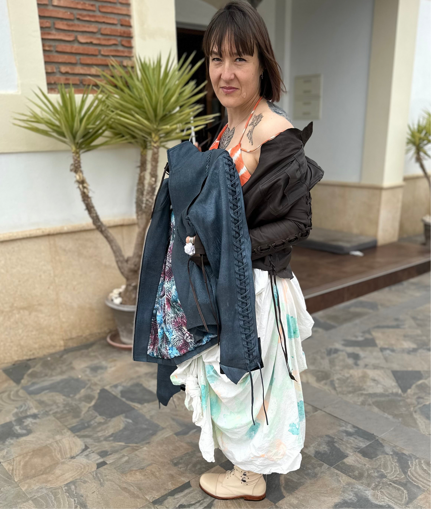 'Denim' Leather Bolero Jacket
