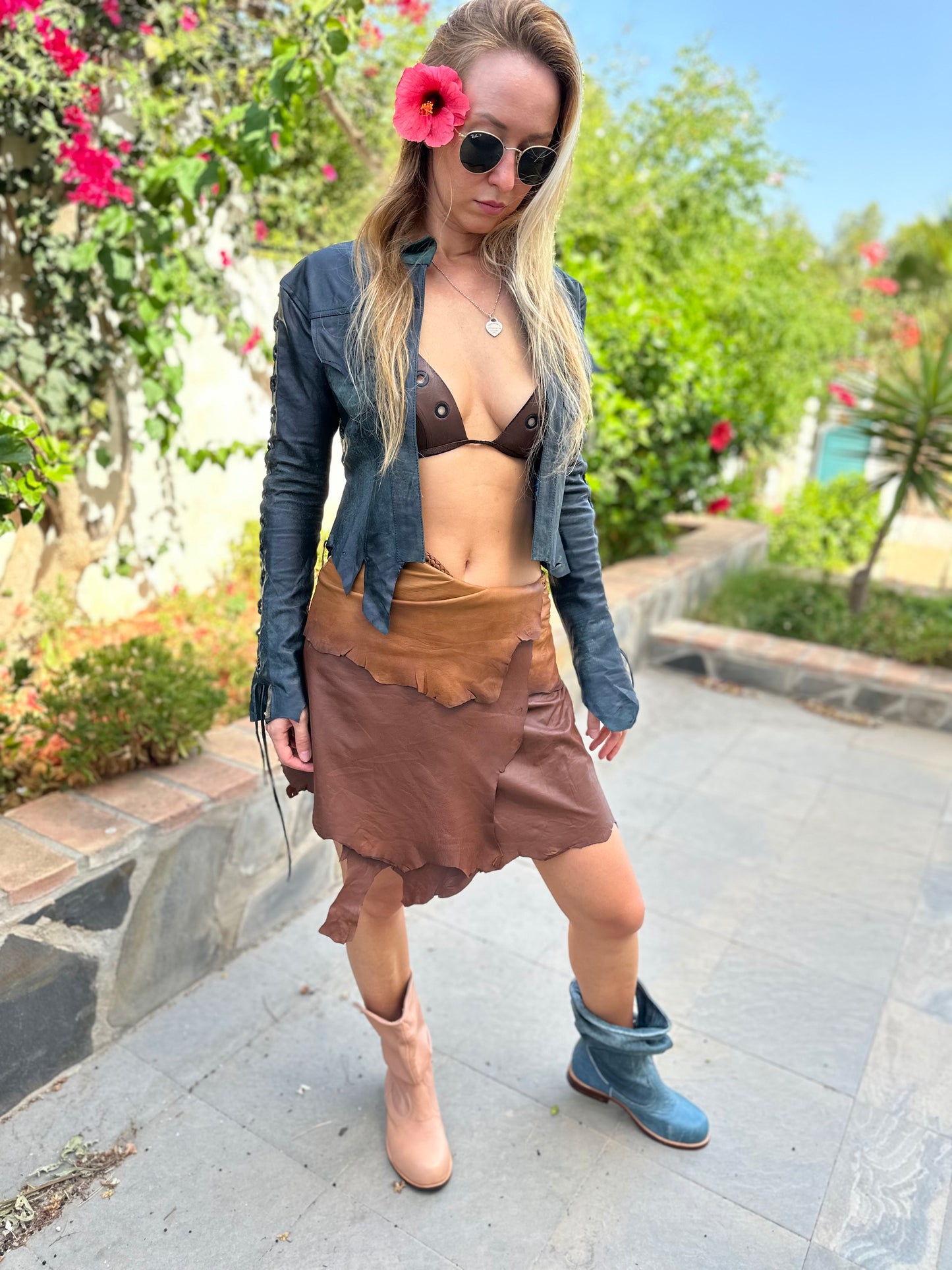 'Denim' Leather Bolero Jacket