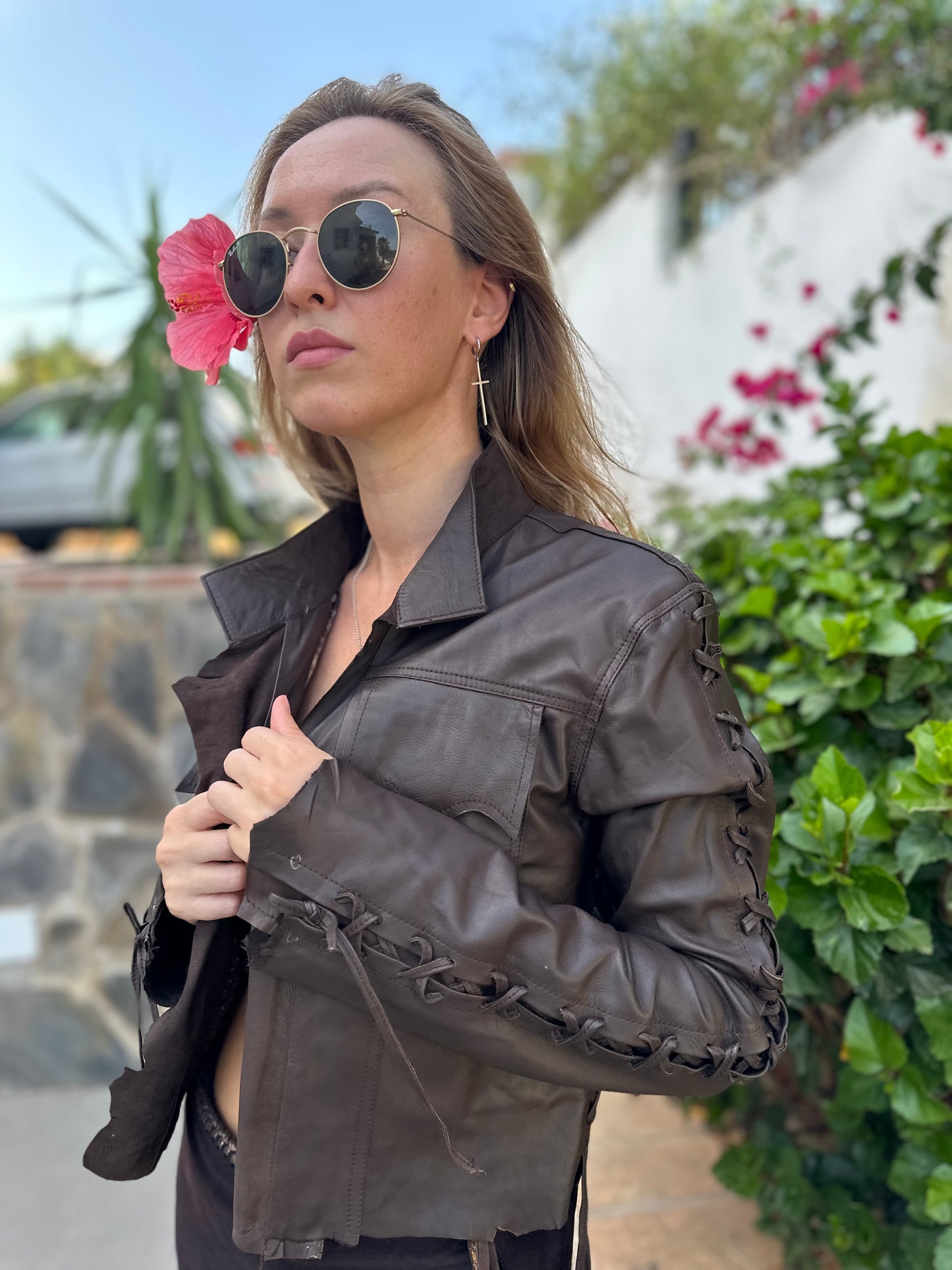 Brown Leather Bolero Jacket