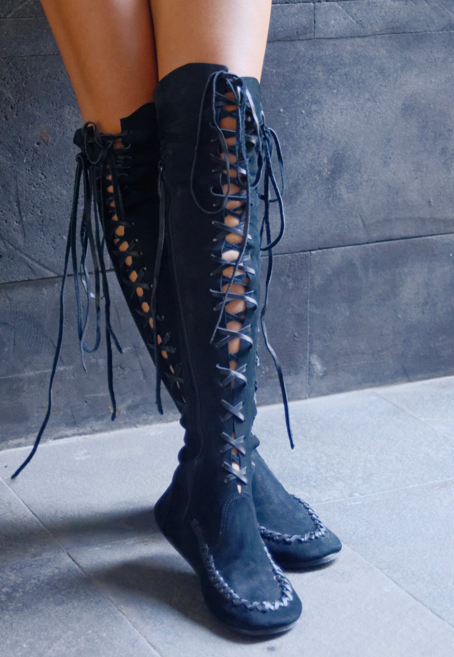 Black Suede Knee High Boots
