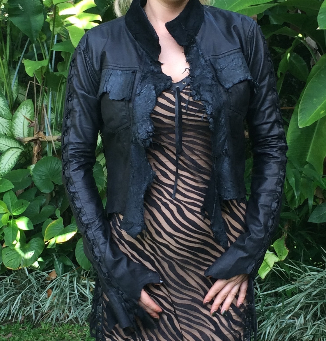 Black Leather Bolero Jacket
