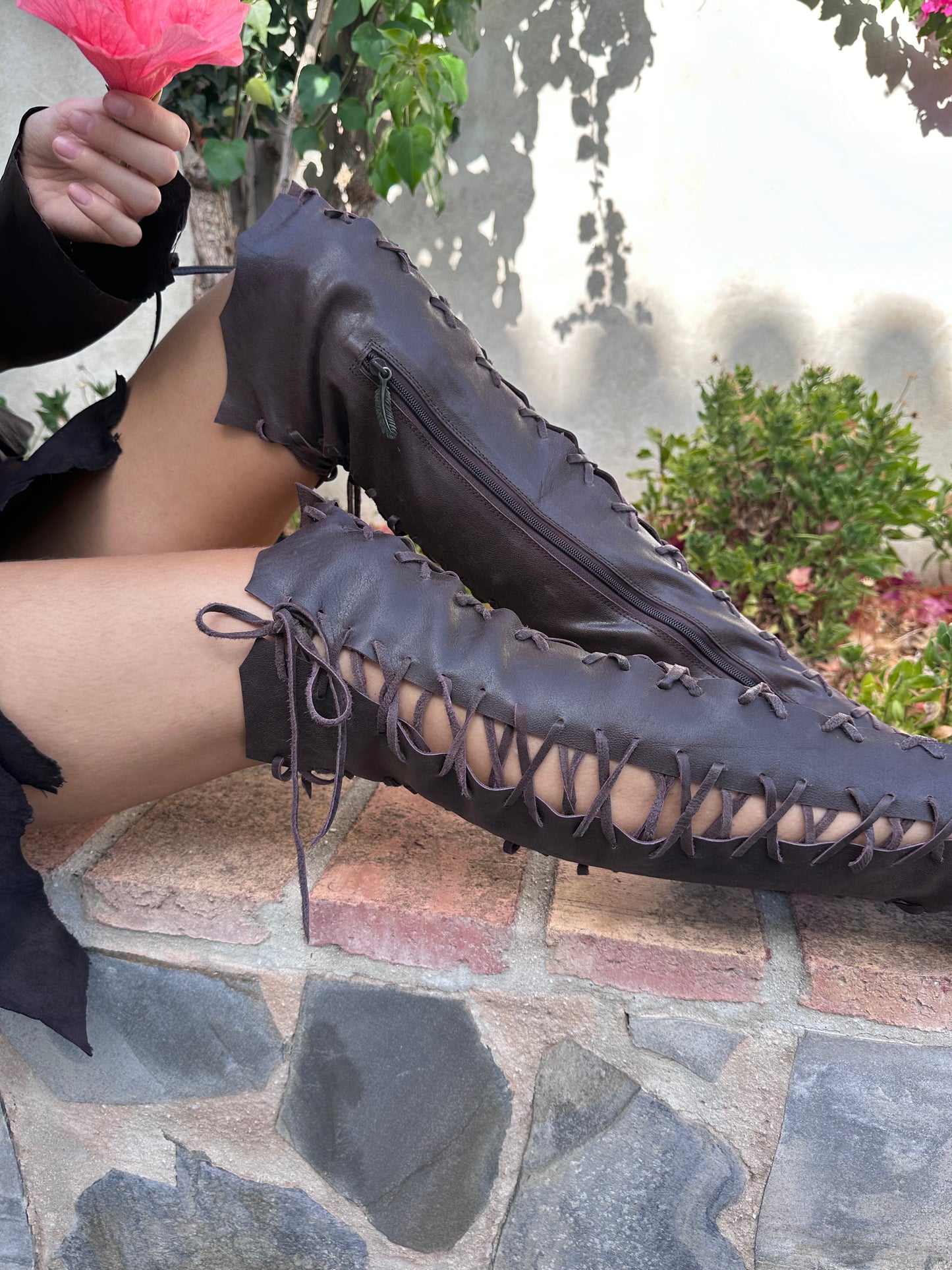 'Madagascar Chocolate' Leather Knee High Boots