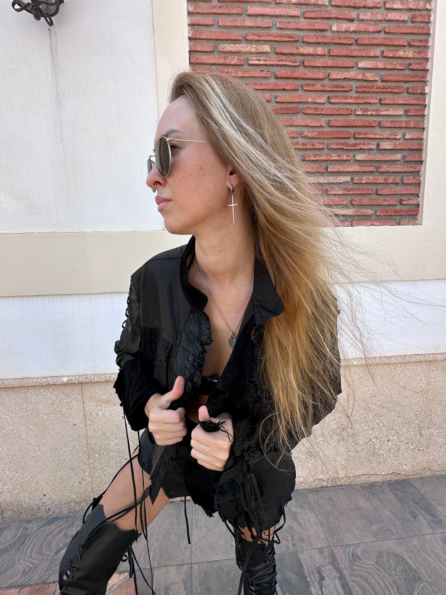 Black Leather Bolero Jacket