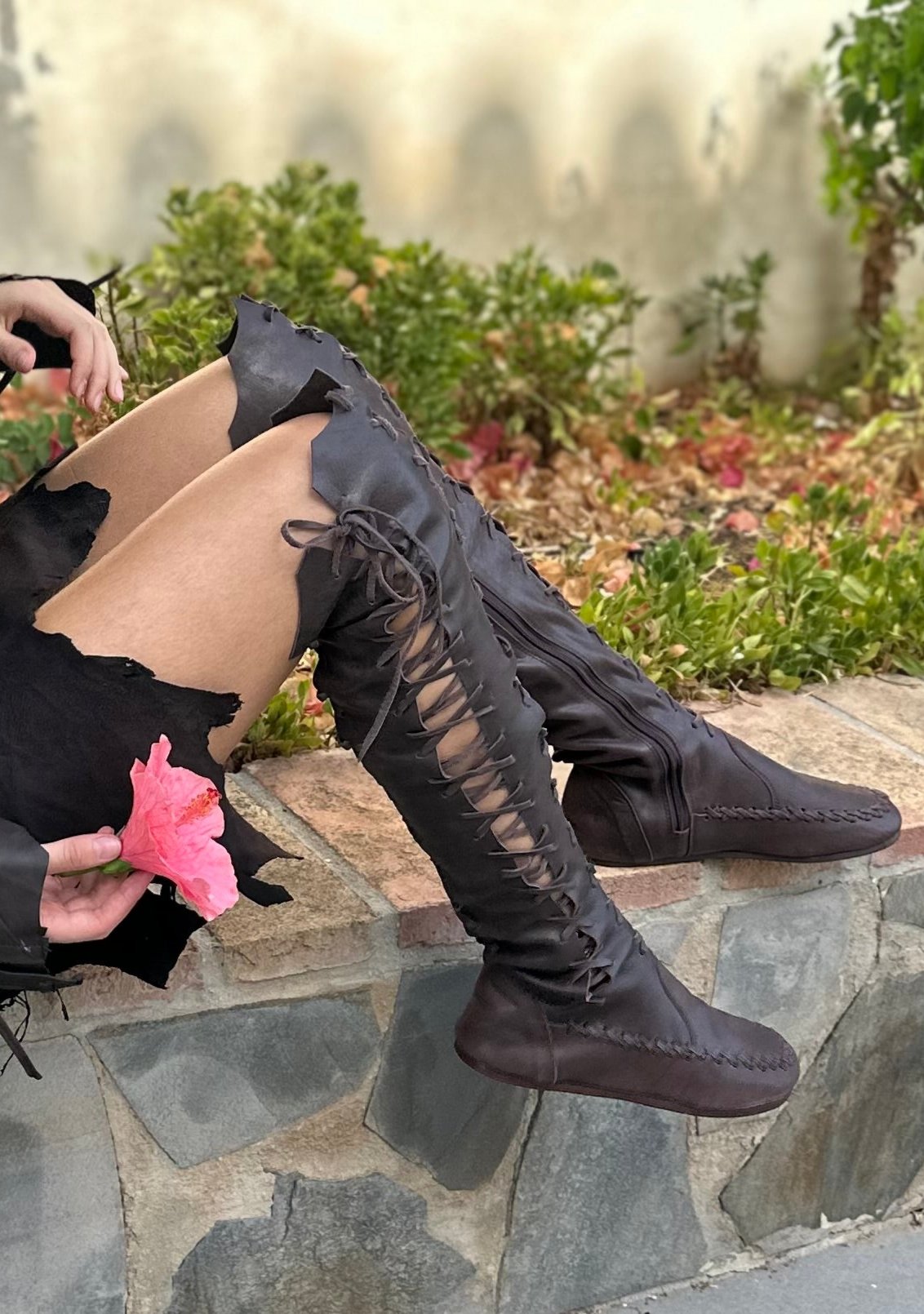 'Madagascar Chocolate' Leather Knee High Boots