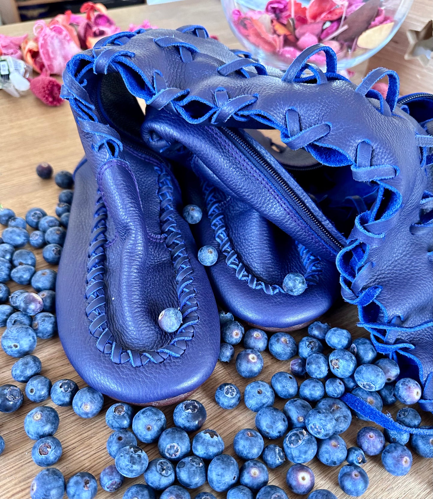 Blueberry Leather Knee High Boots