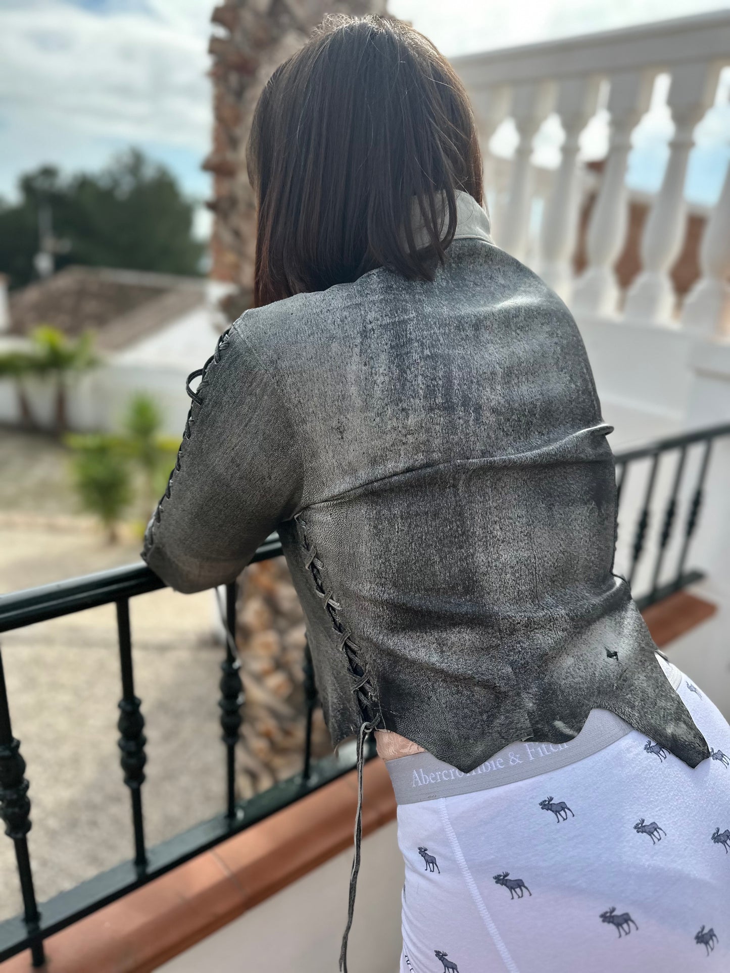 Grey X-RAY Leather Bolero Jacket