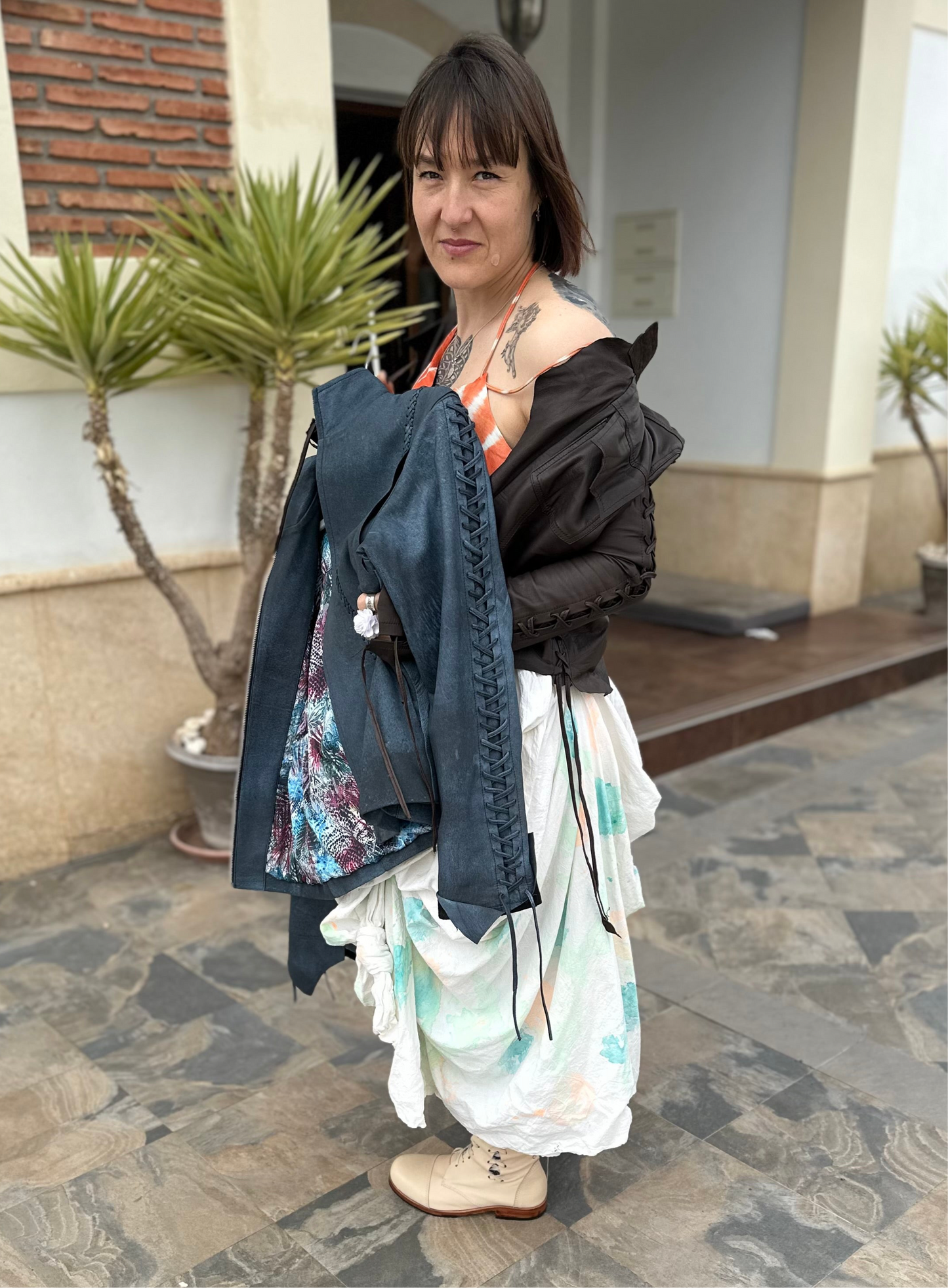 'Denim' Leather Bolero Jacket