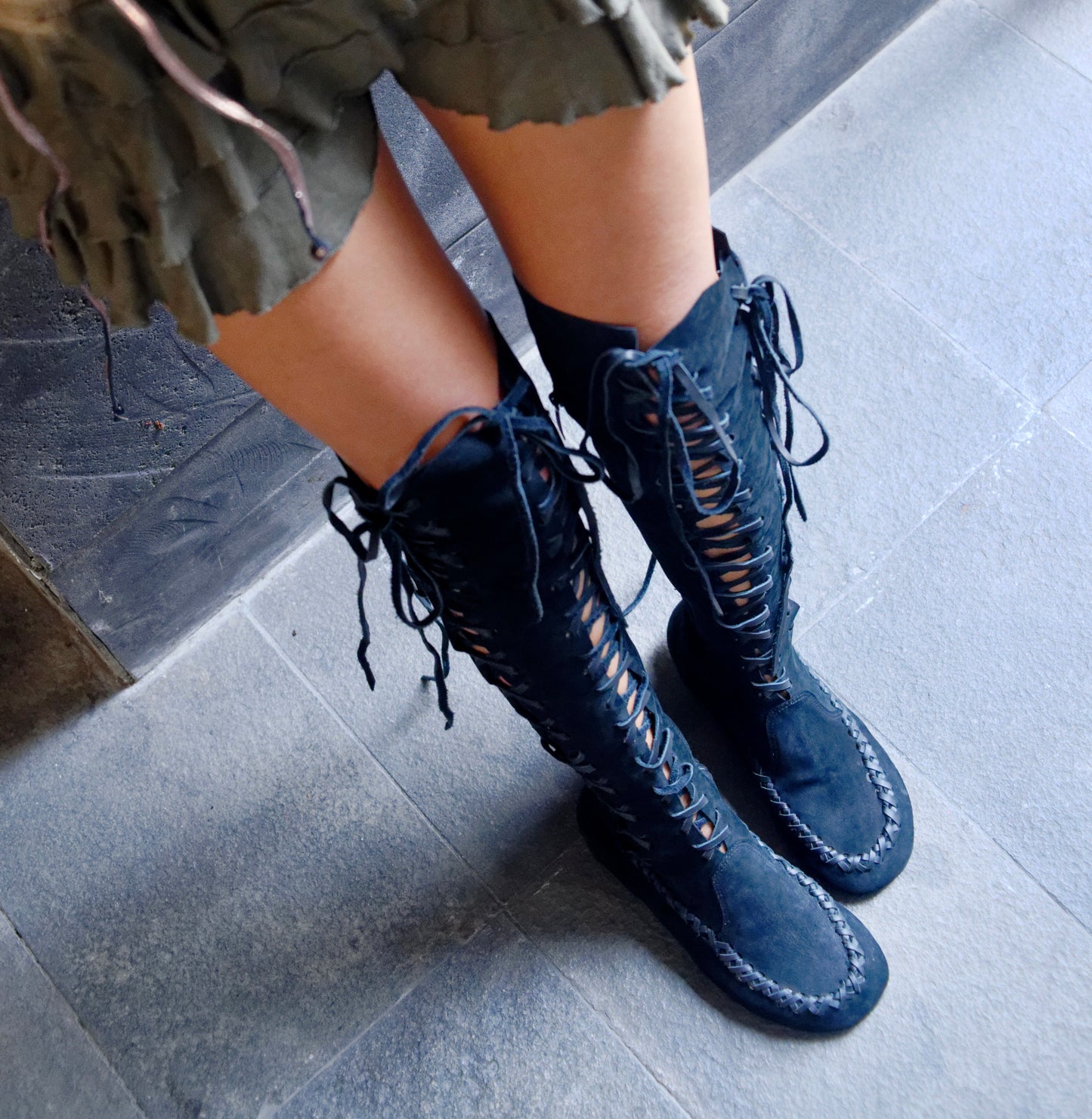 Black Suede Knee High Boots