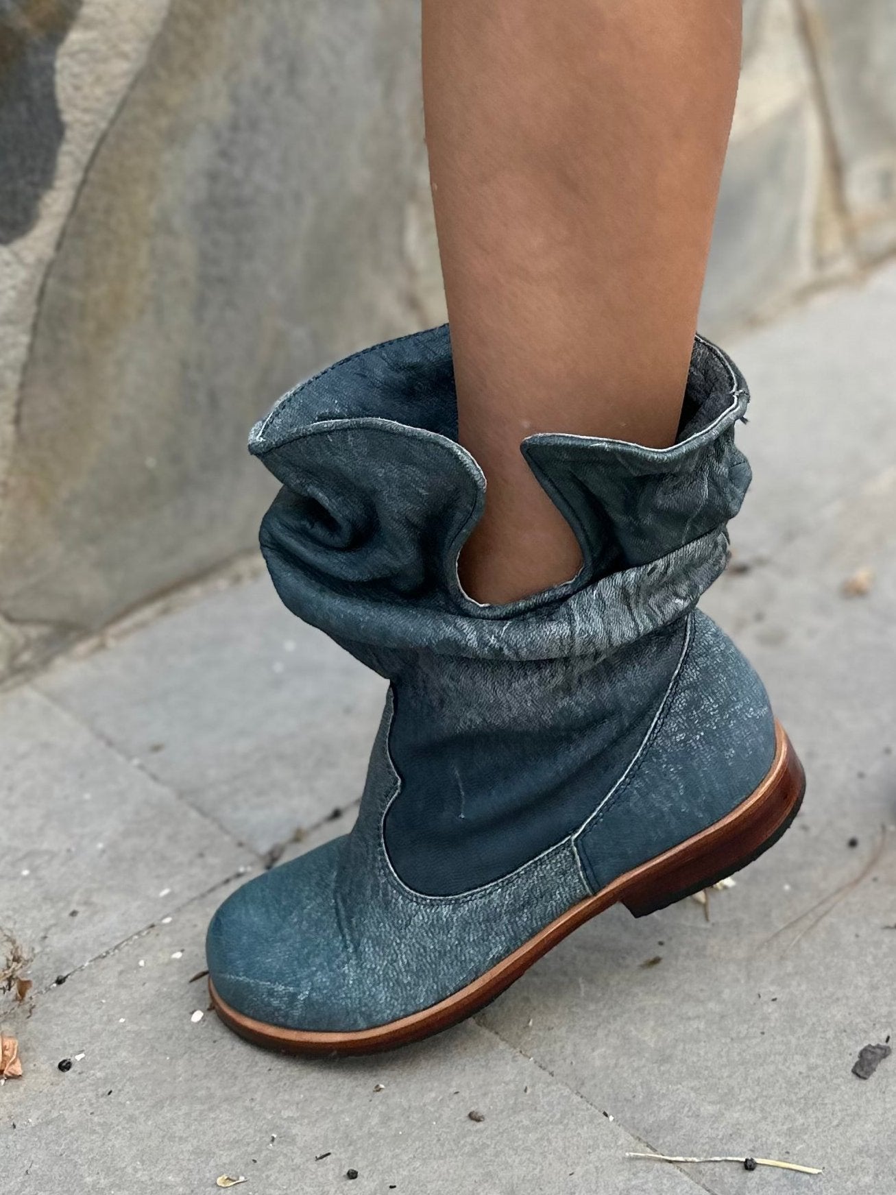 'Fairy Slippers' Ankle Boots in Denim Leather