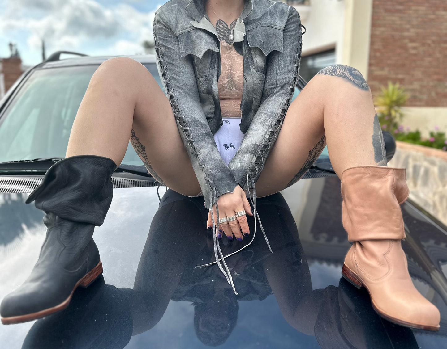 Grey X-RAY Leather Bolero Jacket
