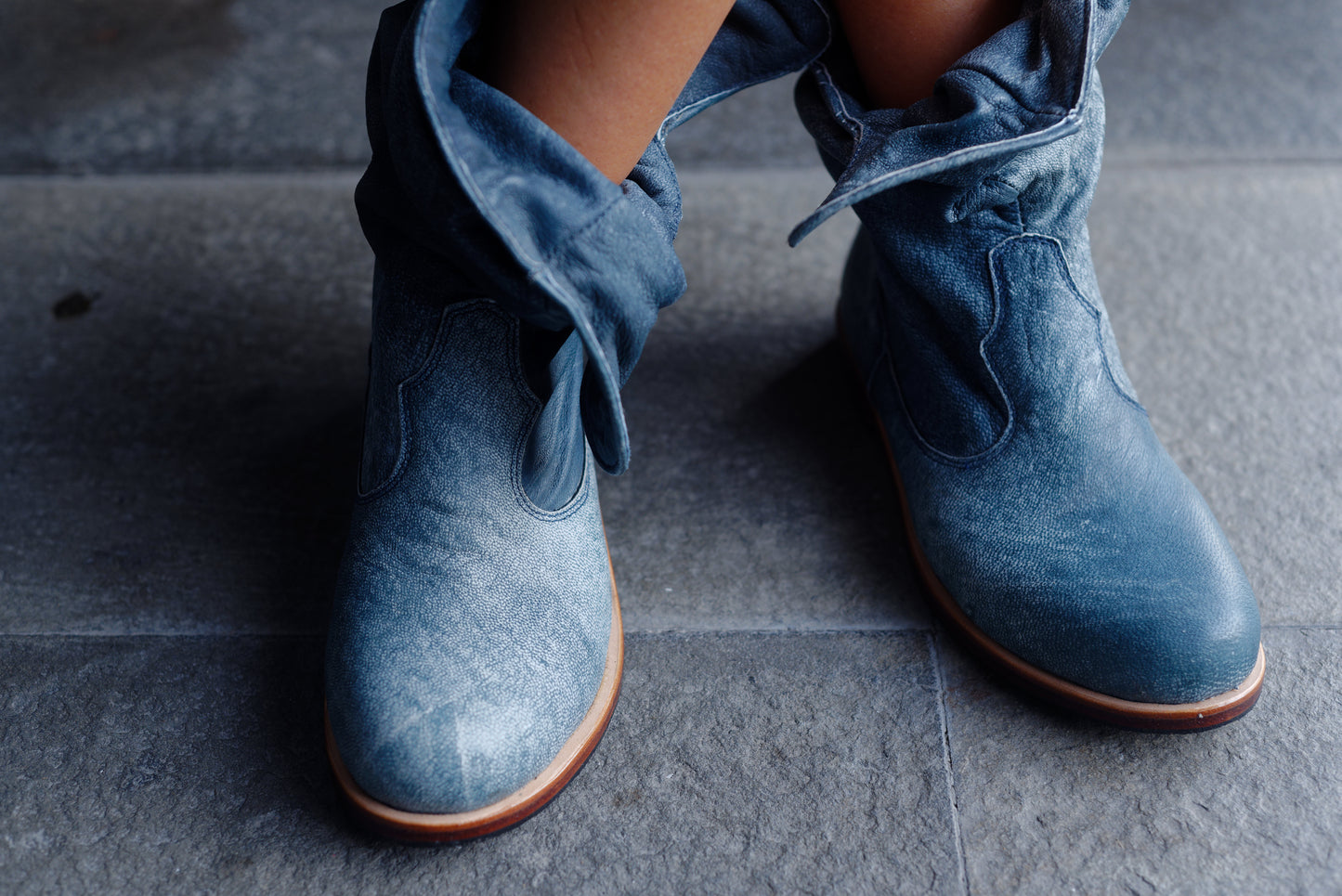 'Fairy Slippers' Ankle Boots in Denim Leather
