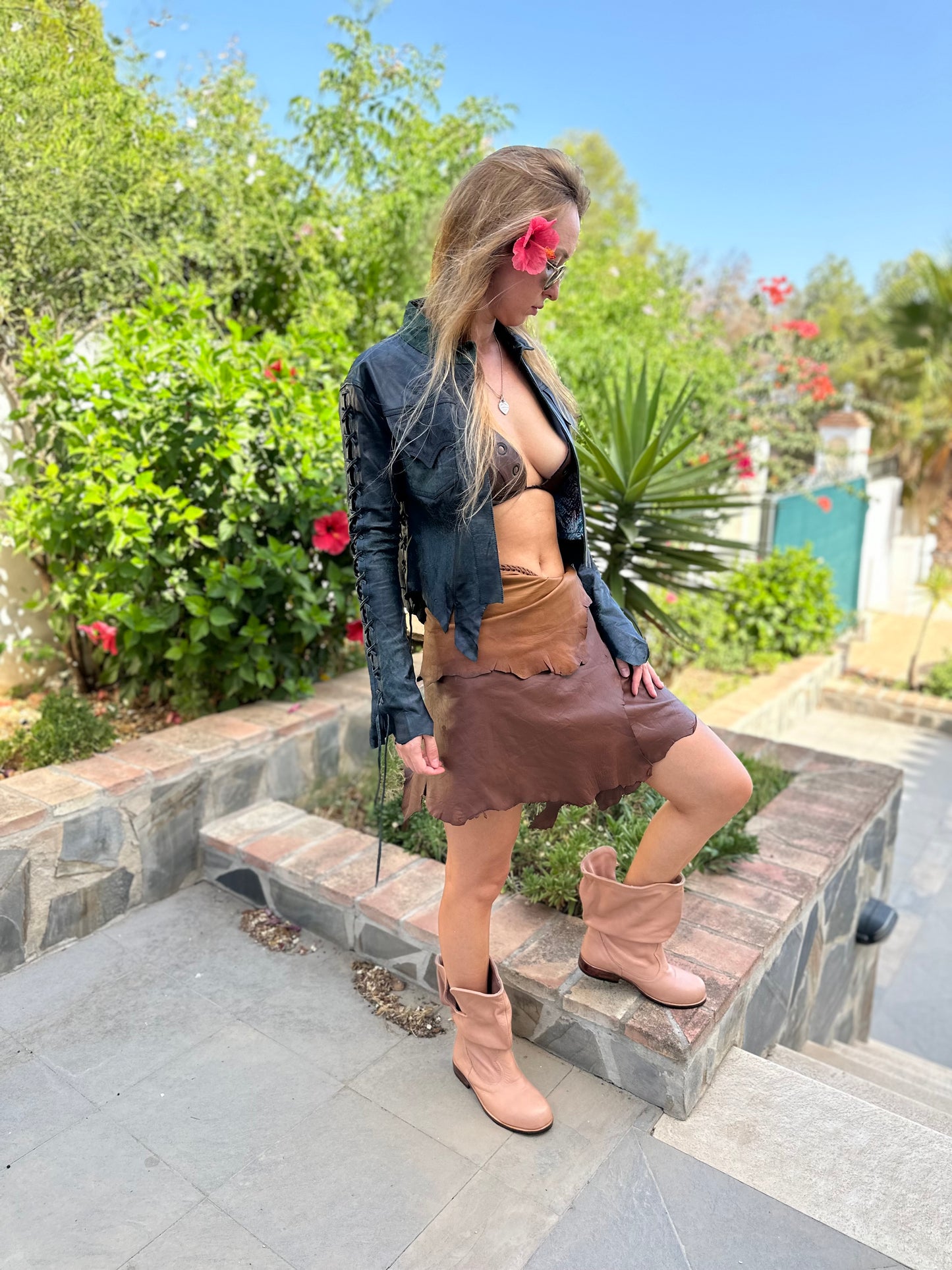 'Denim' Leather Bolero Jacket