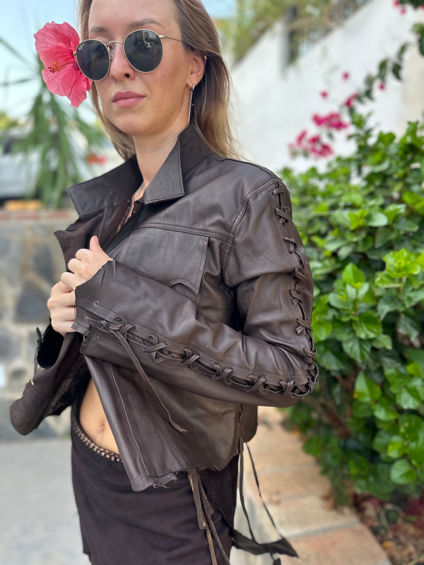 Brown Leather Bolero Jacket