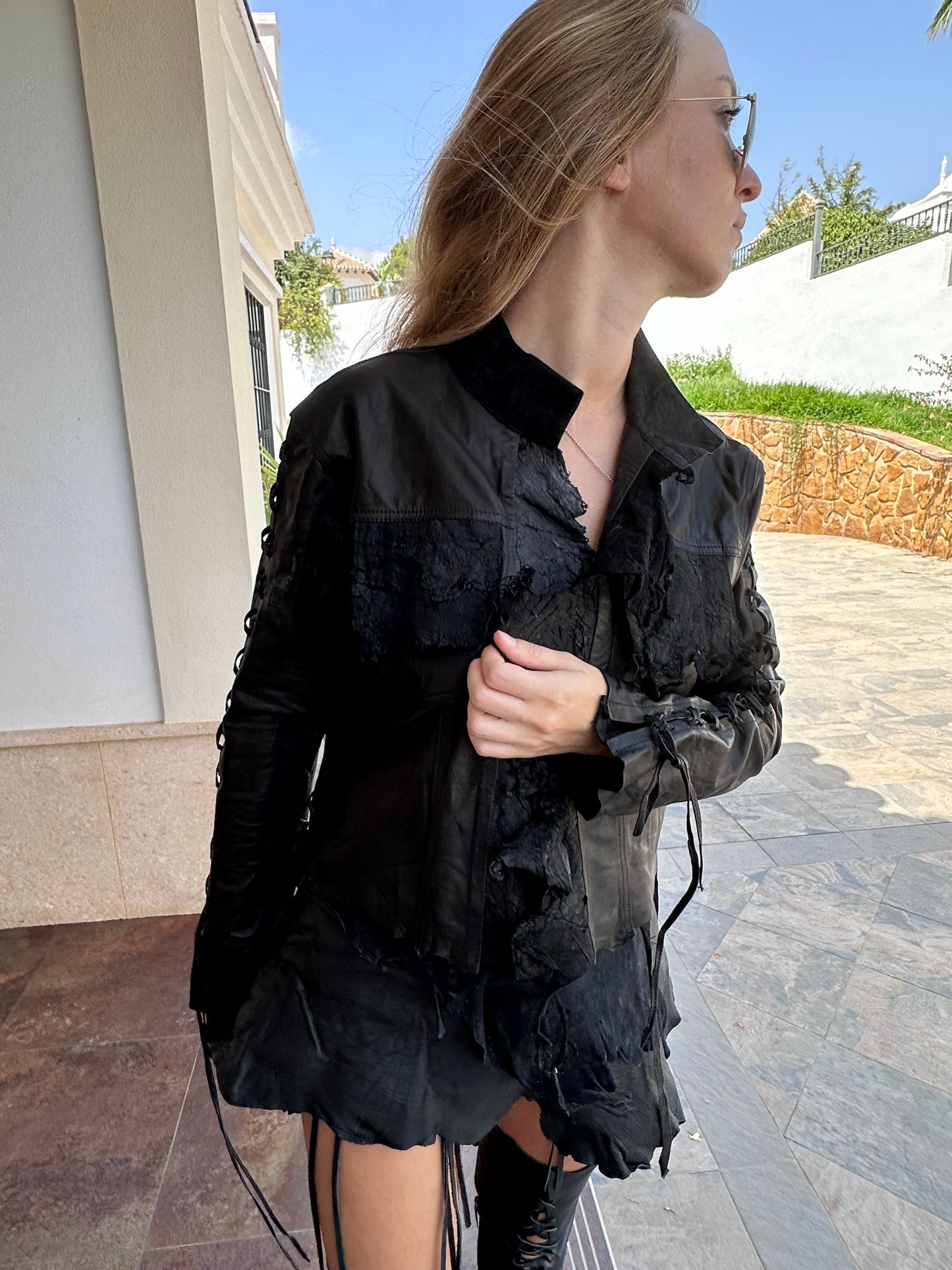 Black Leather Bolero Jacket