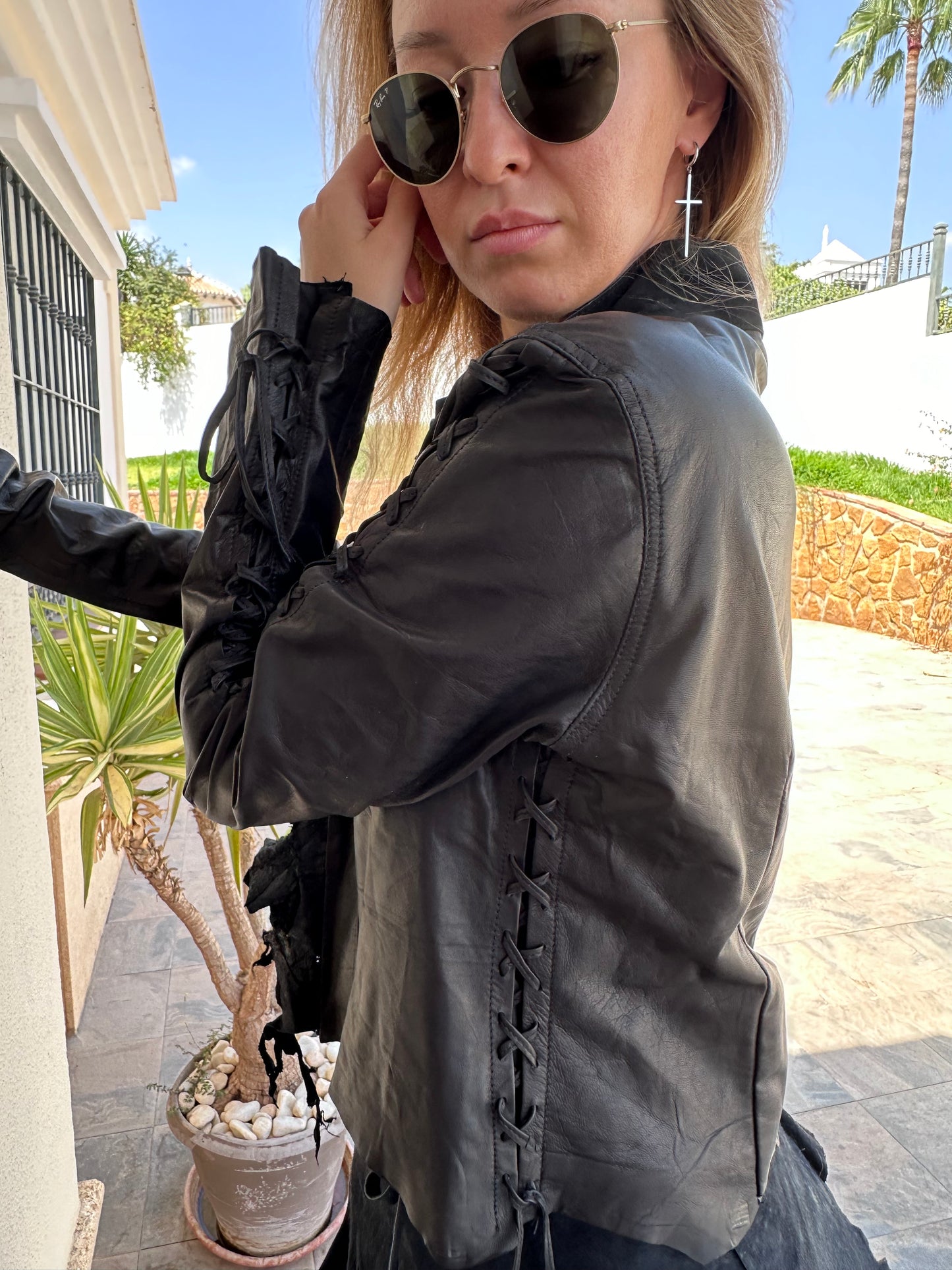 Black Leather Bolero Jacket