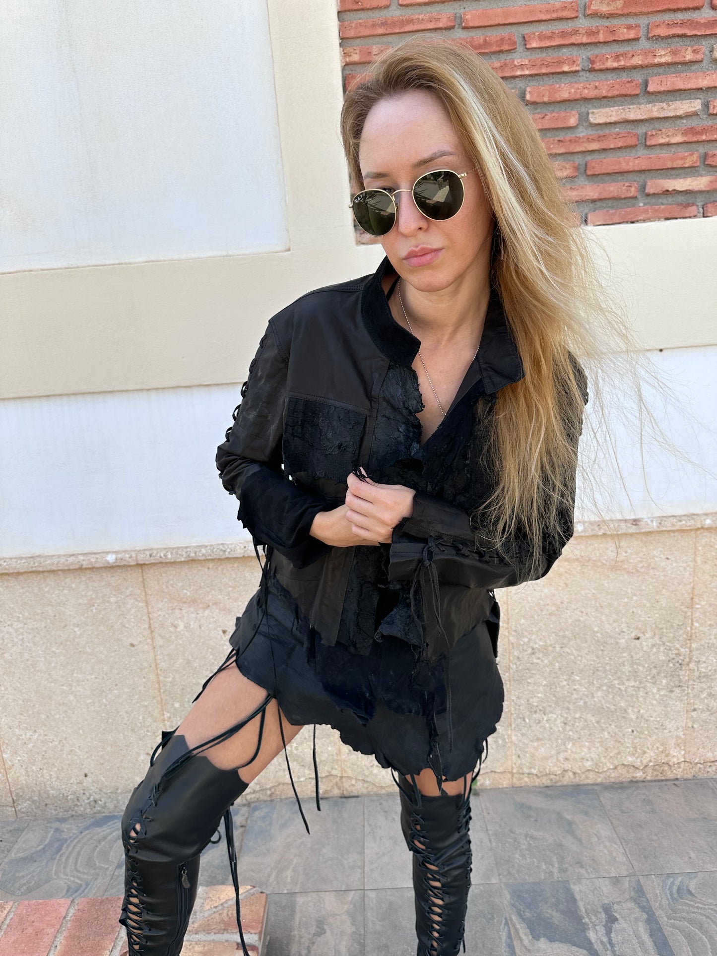 Black Leather Bolero Jacket