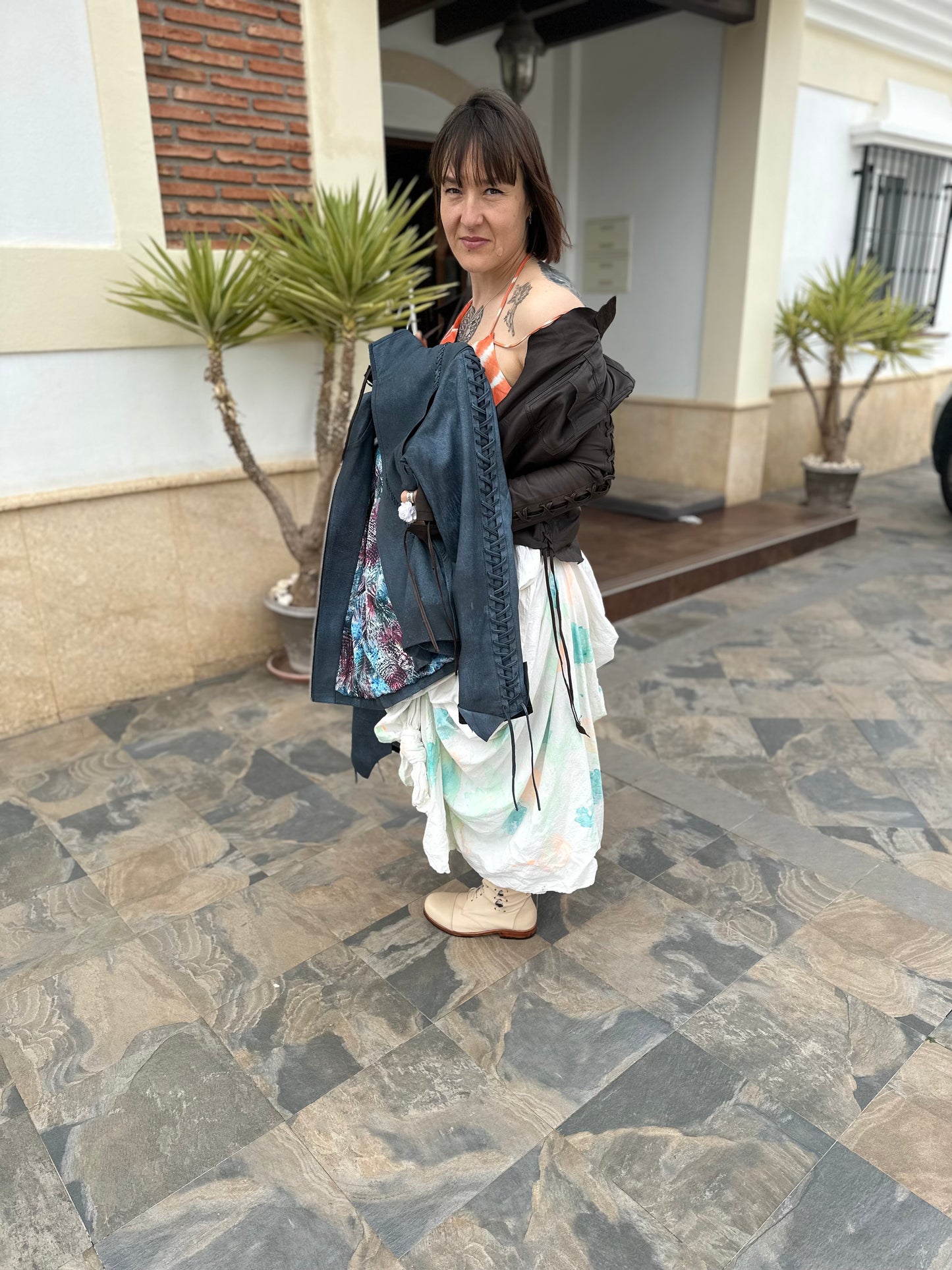 'Denim' Leather Bolero Jacket