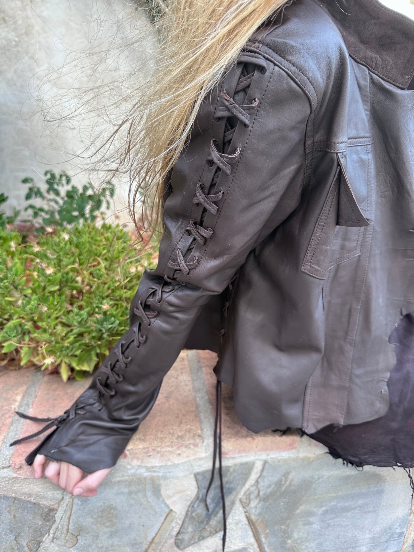 Brown Leather Bolero Jacket