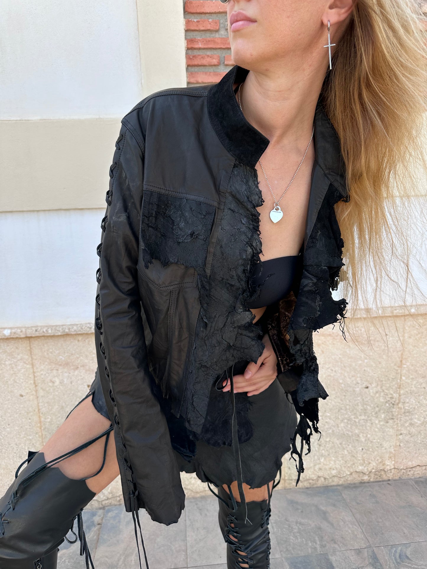 Black Leather Bolero Jacket