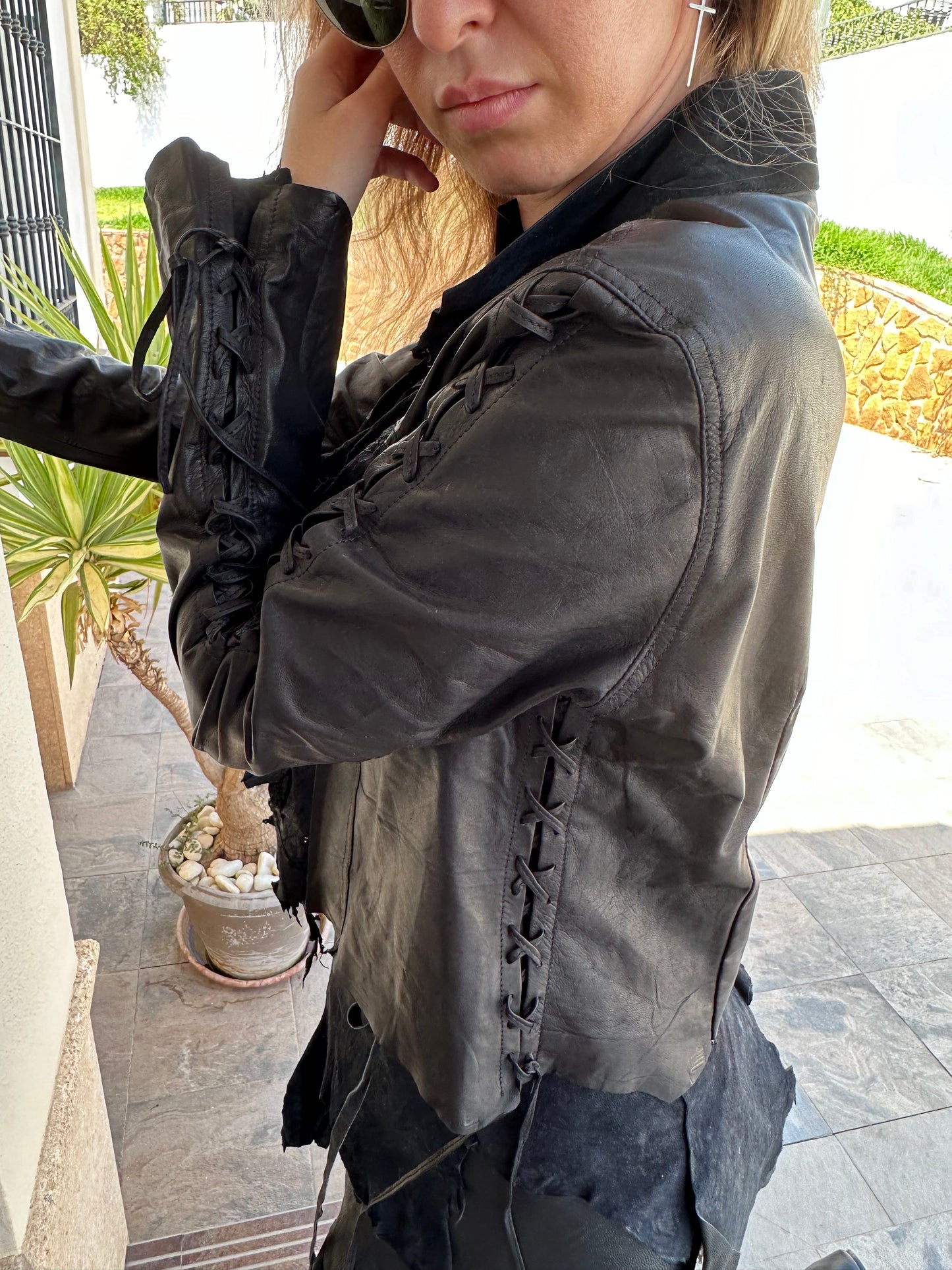 Black Leather Bolero Jacket
