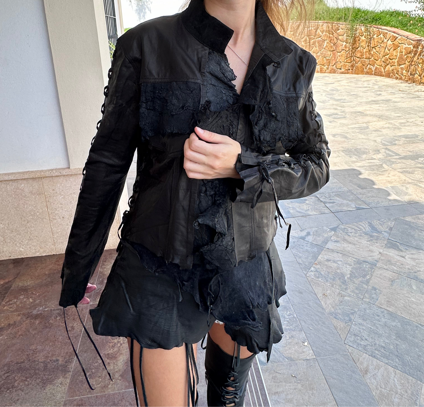 Black Leather Bolero Jacket
