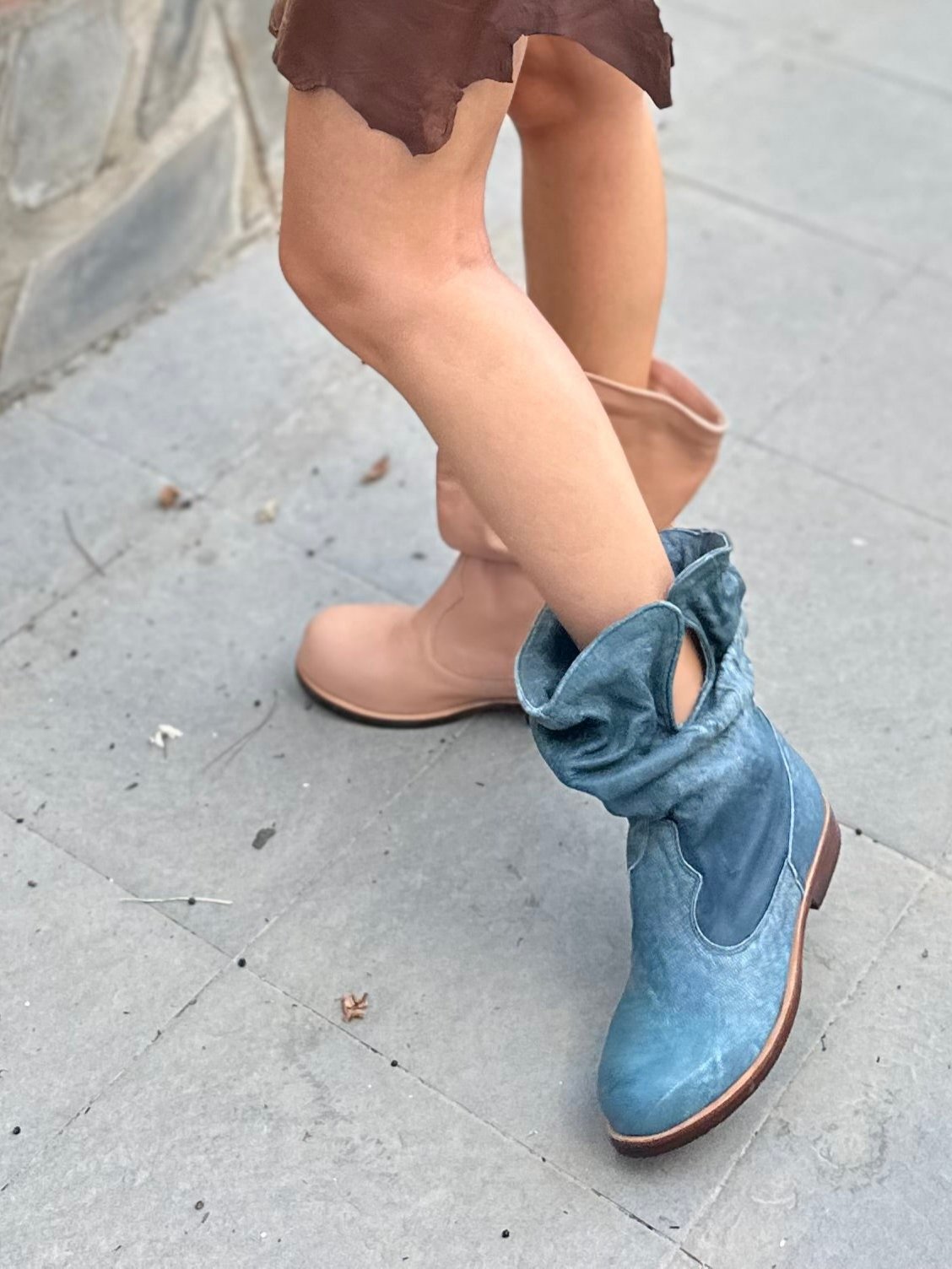 'Fairy Slippers' Ankle Boots in Denim Leather