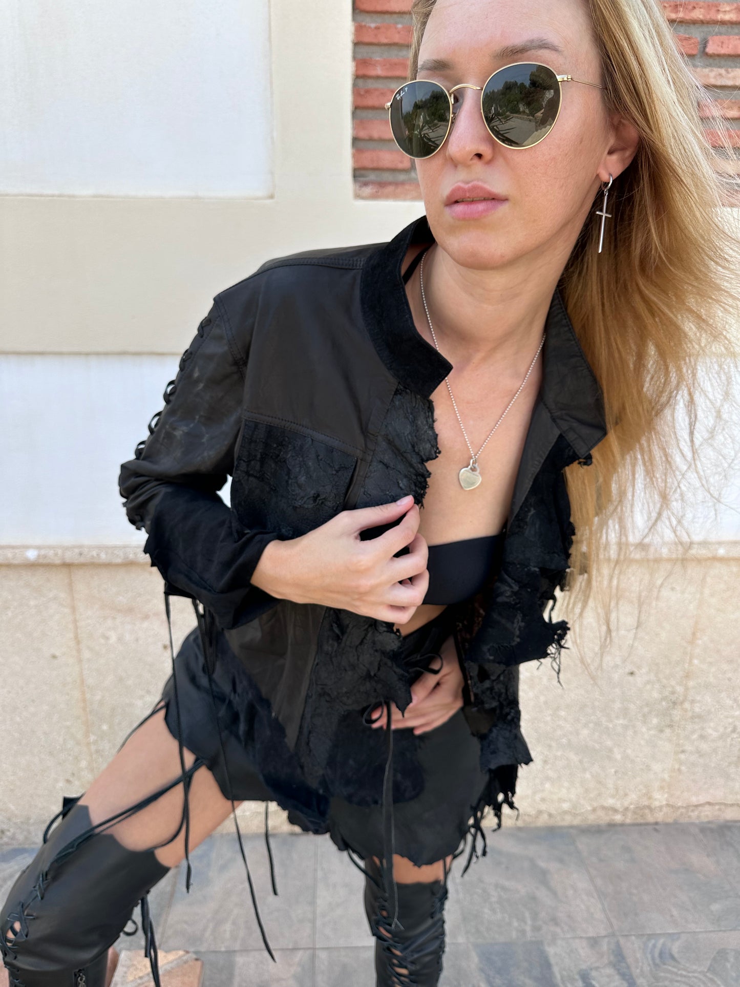 Black Leather Bolero Jacket