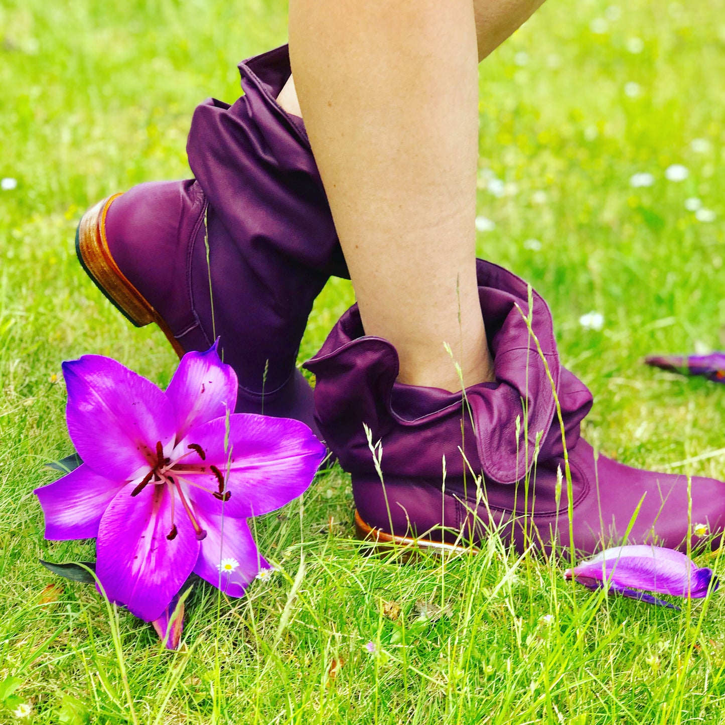 'Fairy Slippers' Ankle Boots in Plum