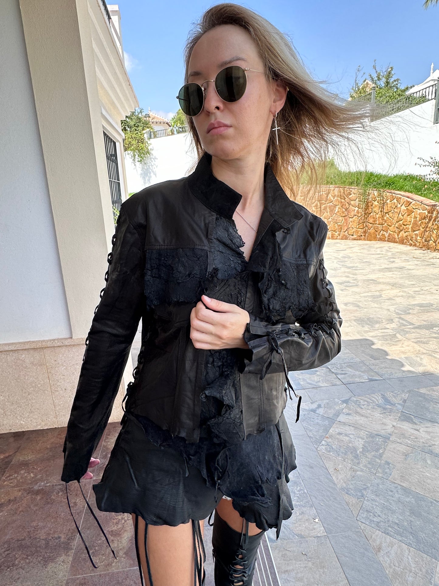 Black Leather Bolero Jacket