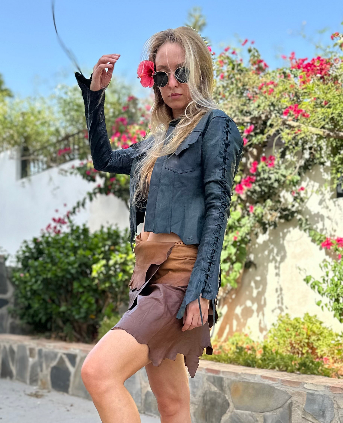 'Denim' Leather Bolero Jacket