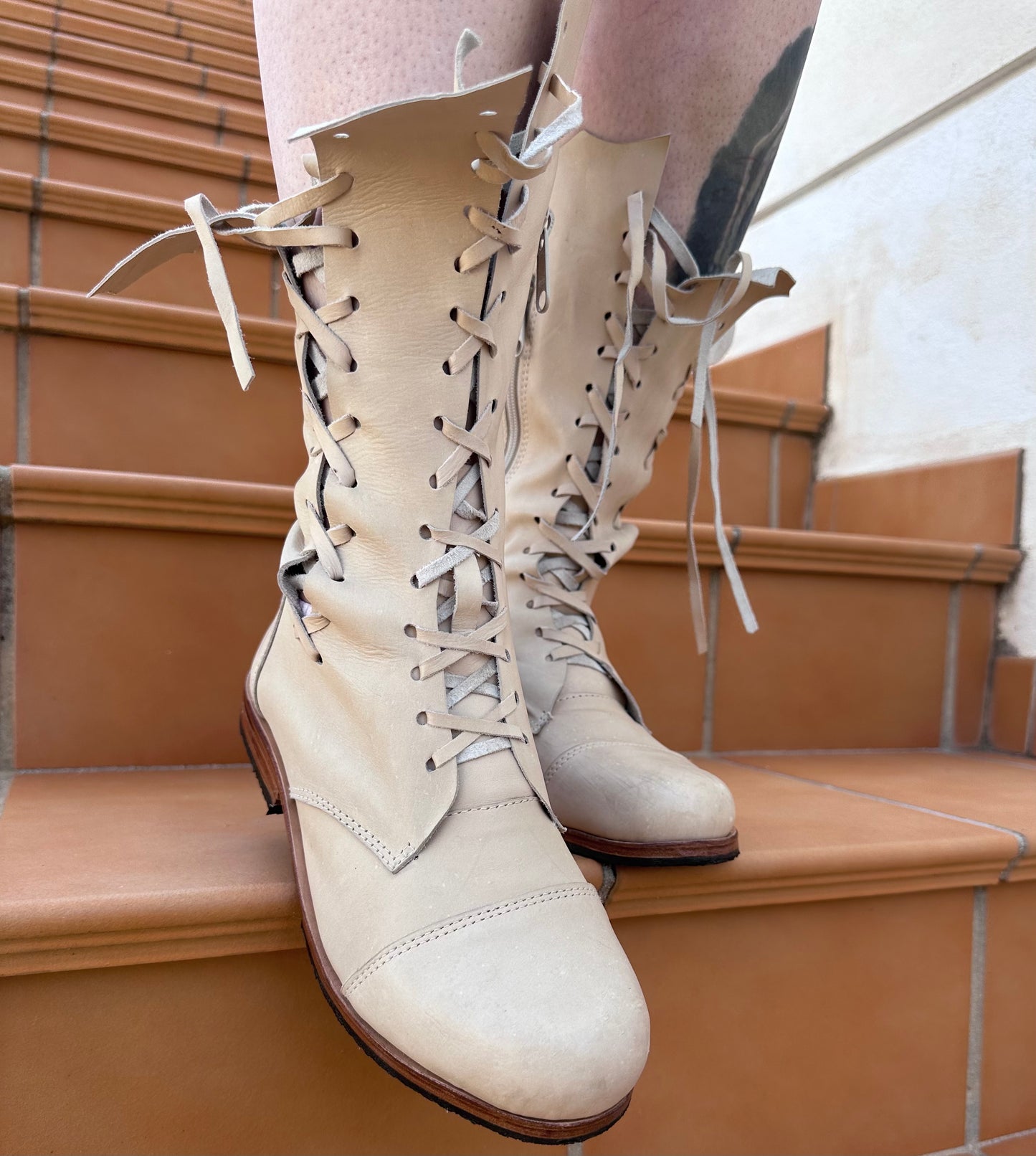 'Clockwork Fairy' Ankle Boots in Cream for Pre Order