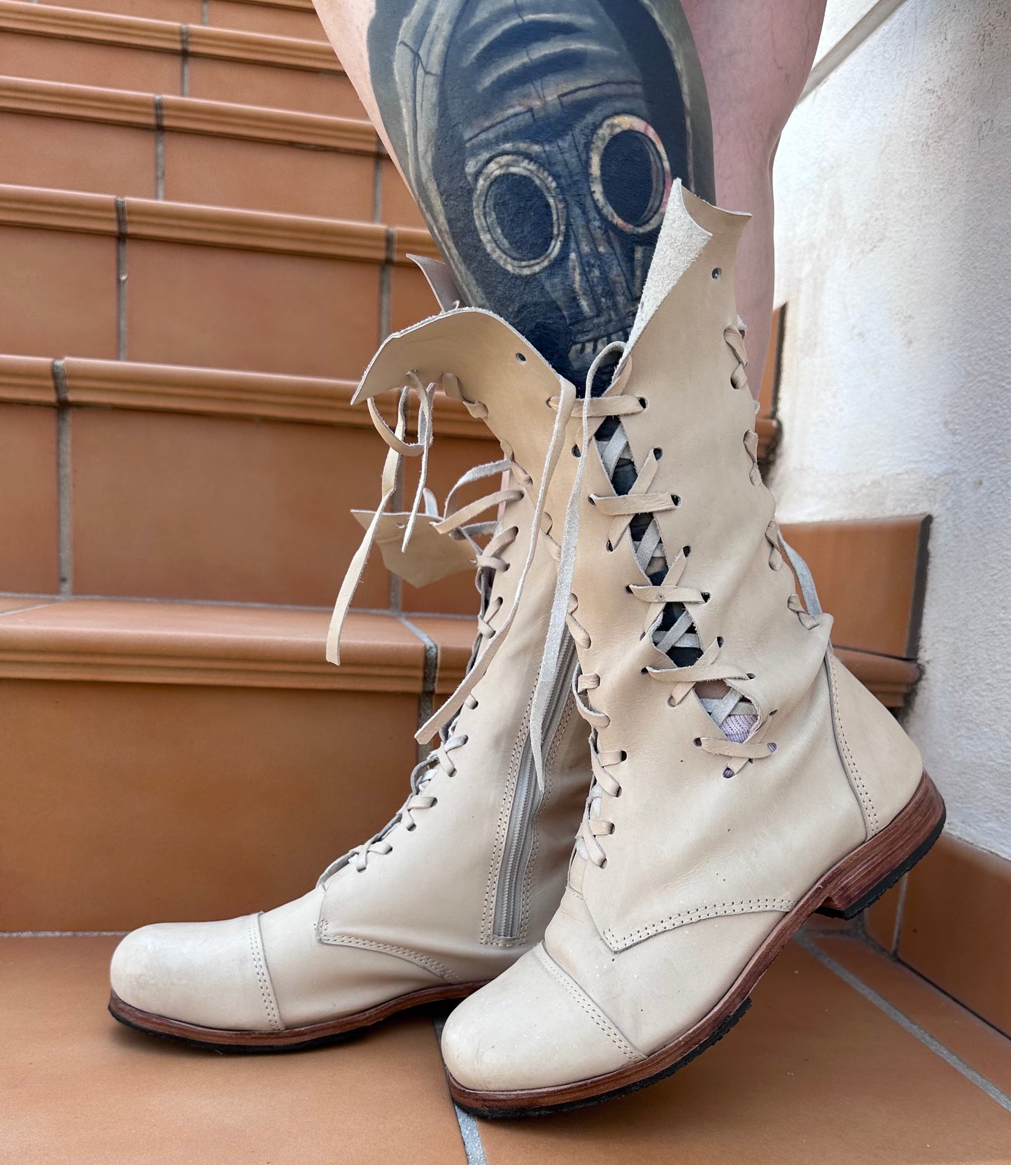 'Clockwork Fairy' Ankle Boots in Cream for Pre Order