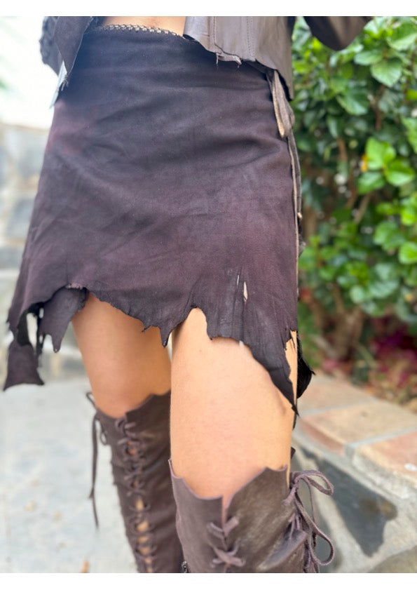 Brown Leather Skirt for Pre Order