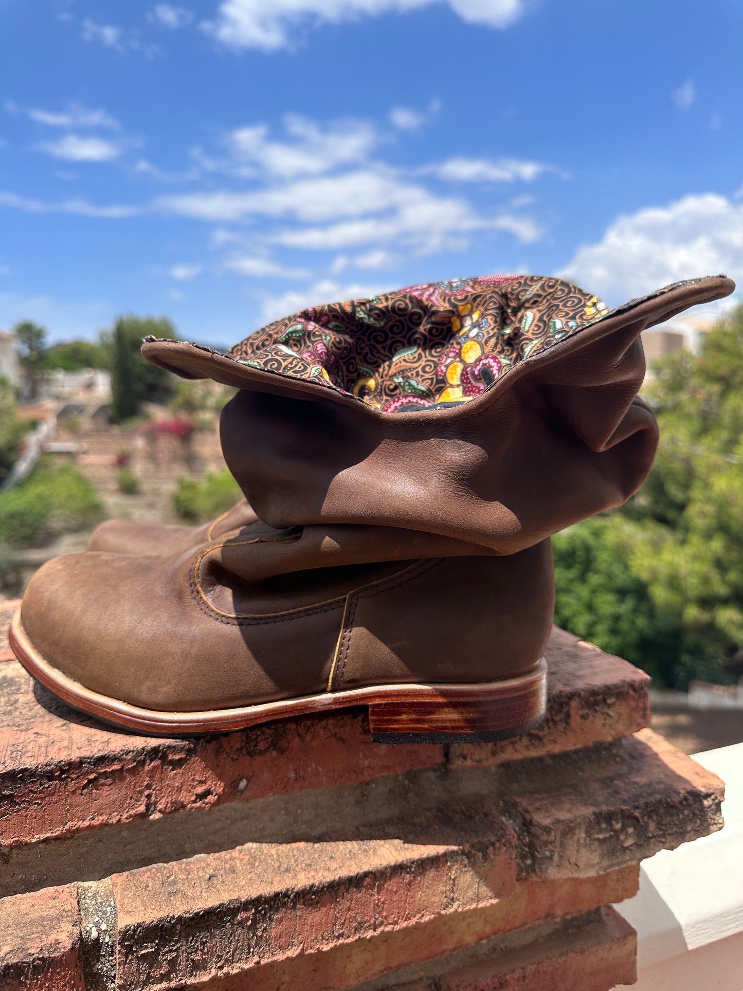 'Fairy Slippers' Ankle Boots in Brown Batik