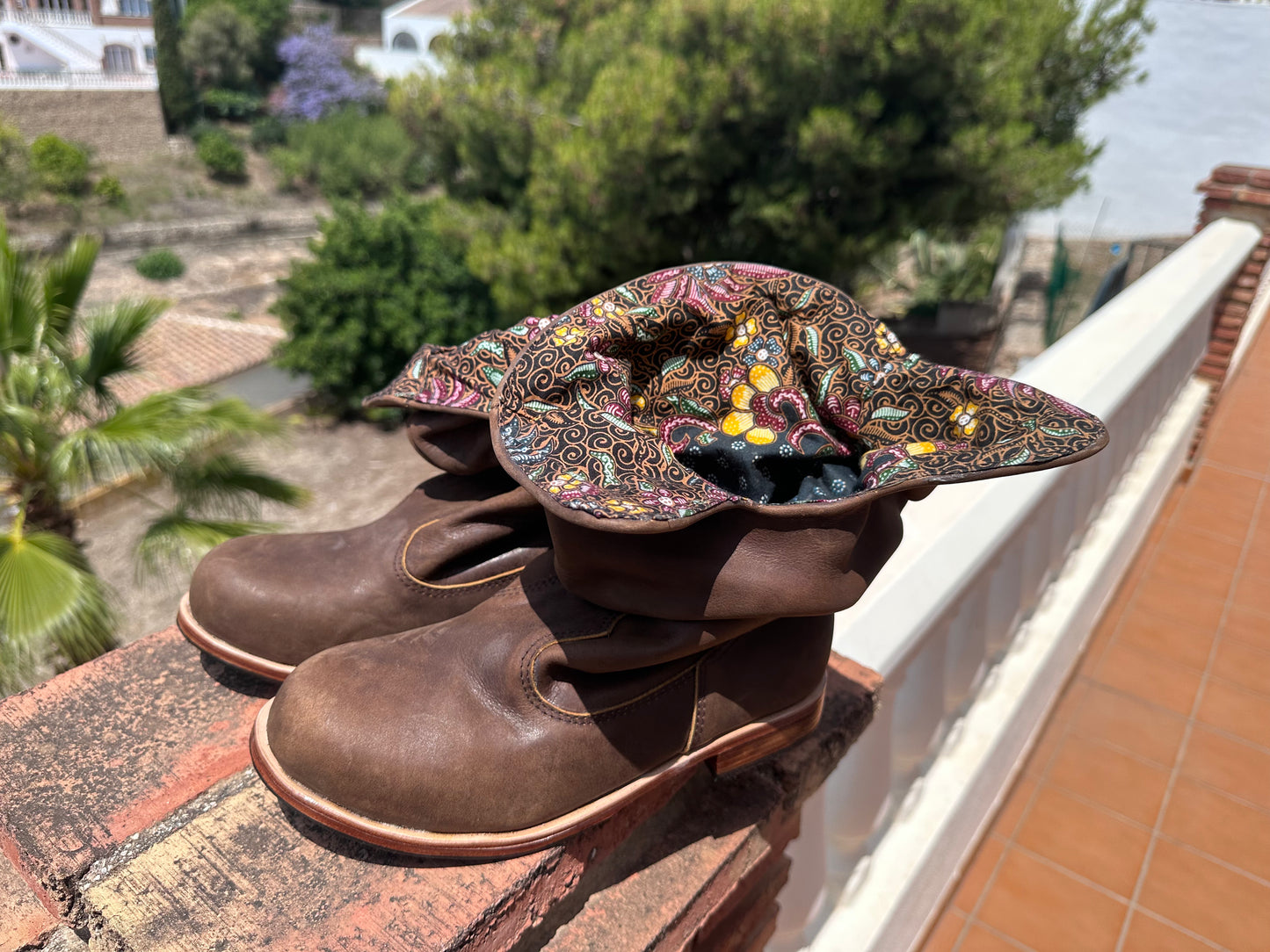 'Fairy Slippers' Ankle Boots in Brown Batik