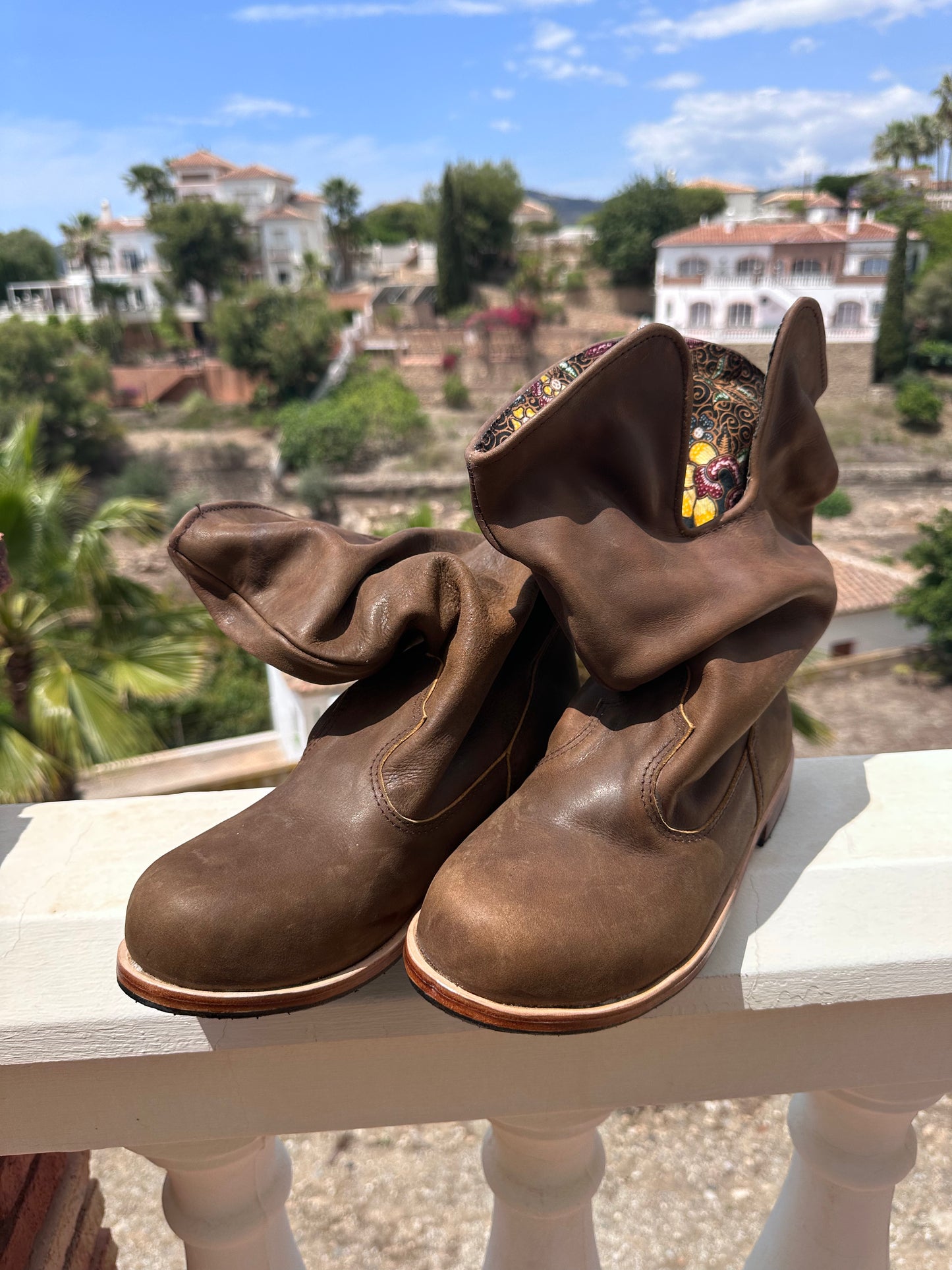 'Fairy Slippers' Ankle Boots in Brown Batik