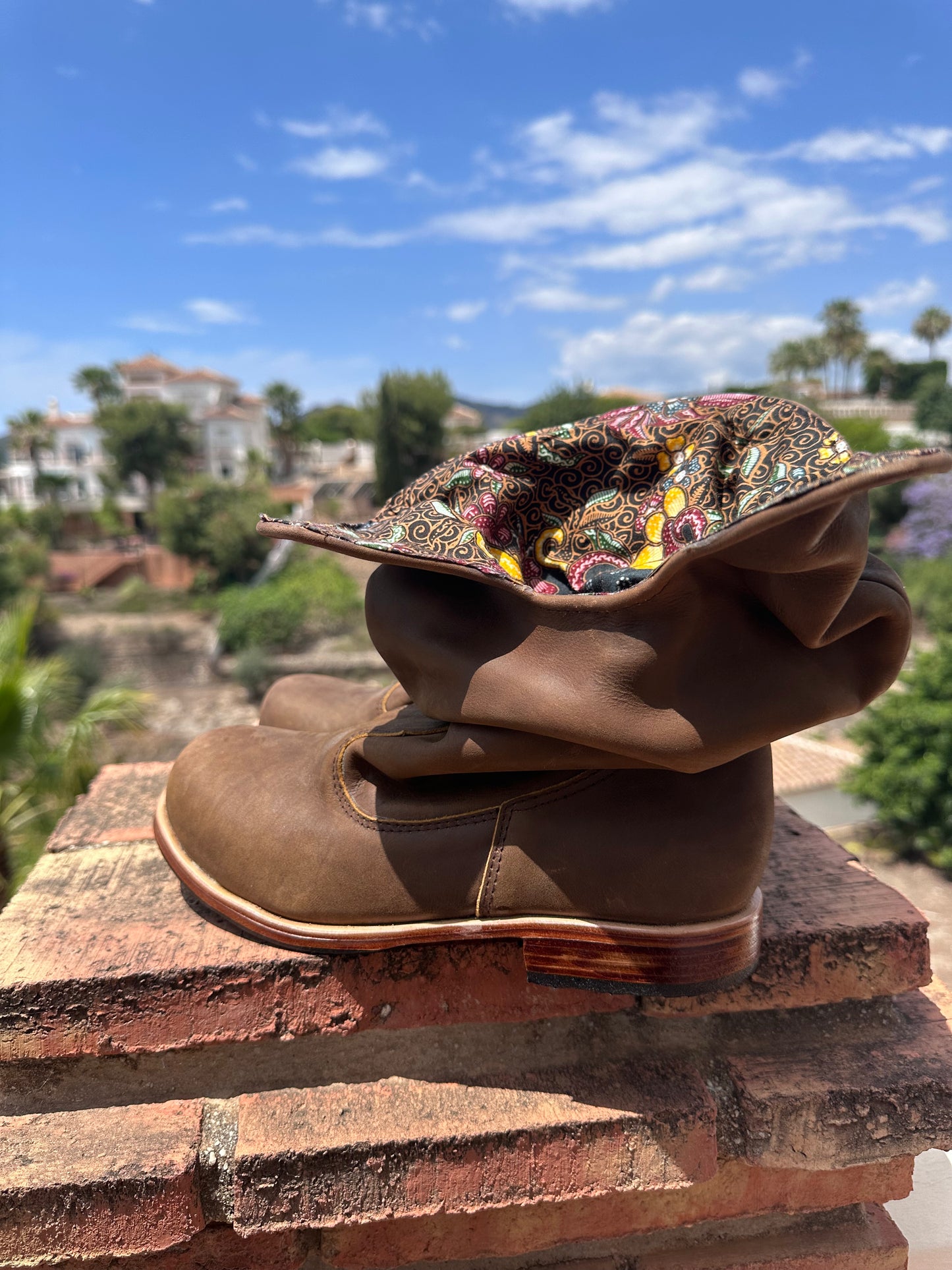 'Fairy Slippers' Ankle Boots in Brown Batik