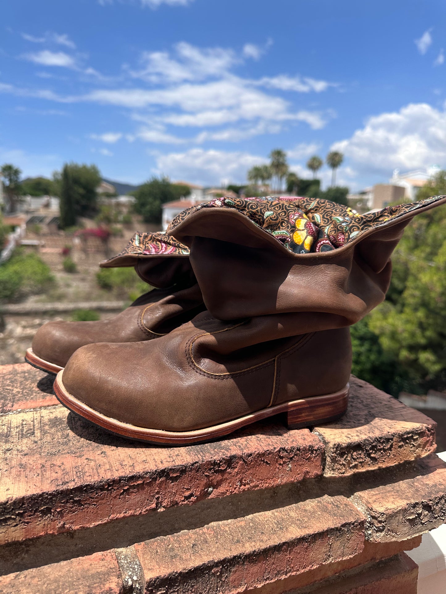 'Fairy Slippers' Ankle Boots in Brown Batik